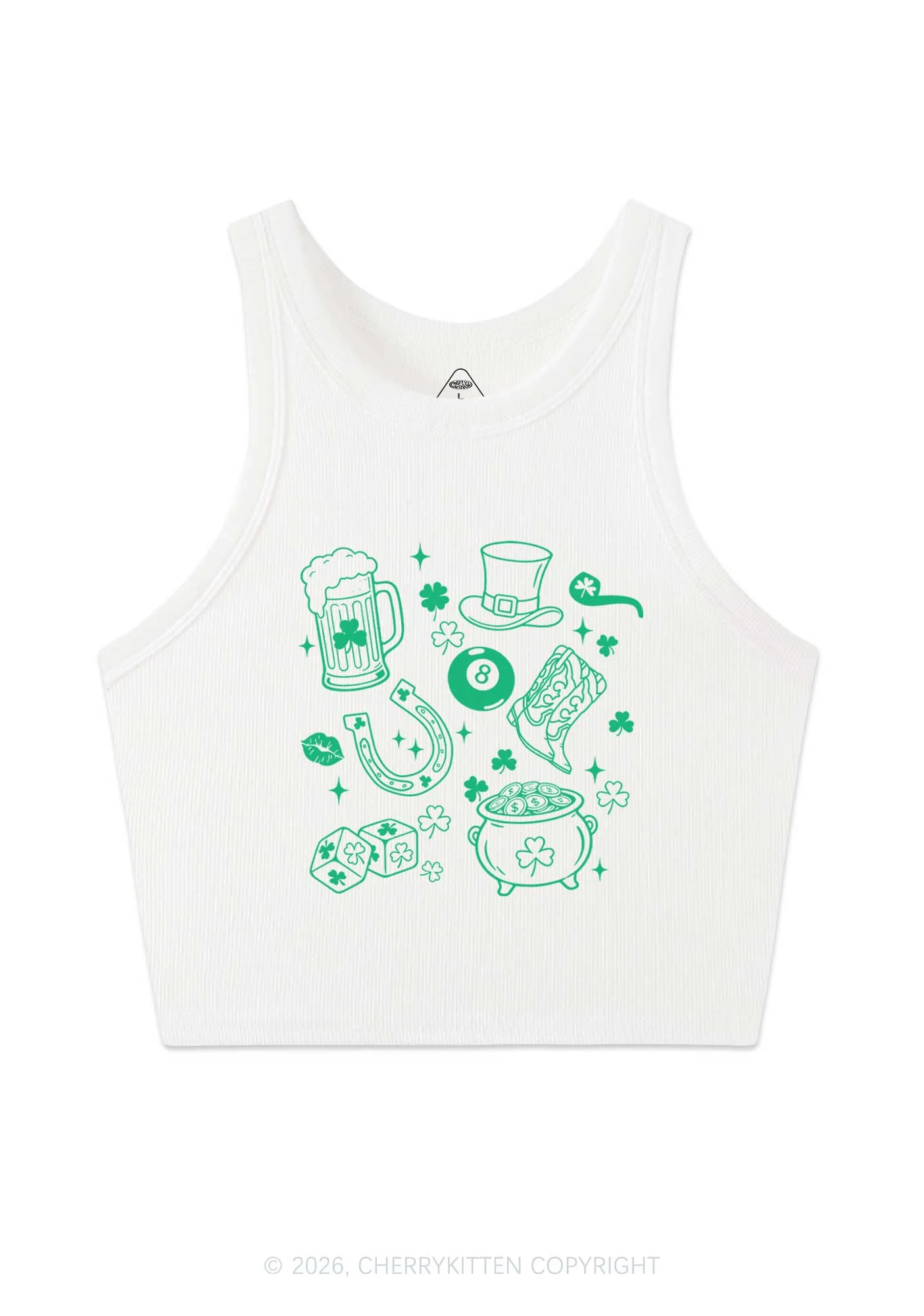 Luck Symbols St Patricks Y2K Crop Tank Top Cherrykitten - Image 3