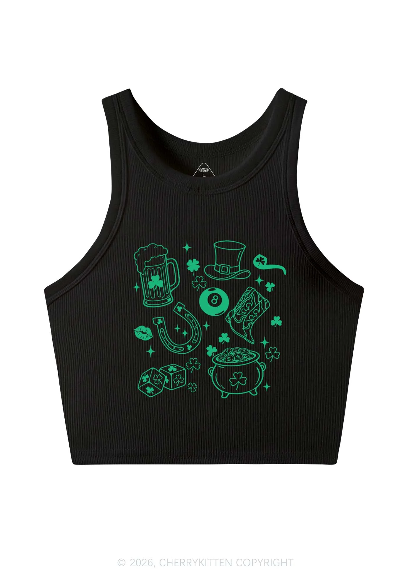 Luck Symbols St Patricks Y2K Crop Tank Top Cherrykitten - Image 4