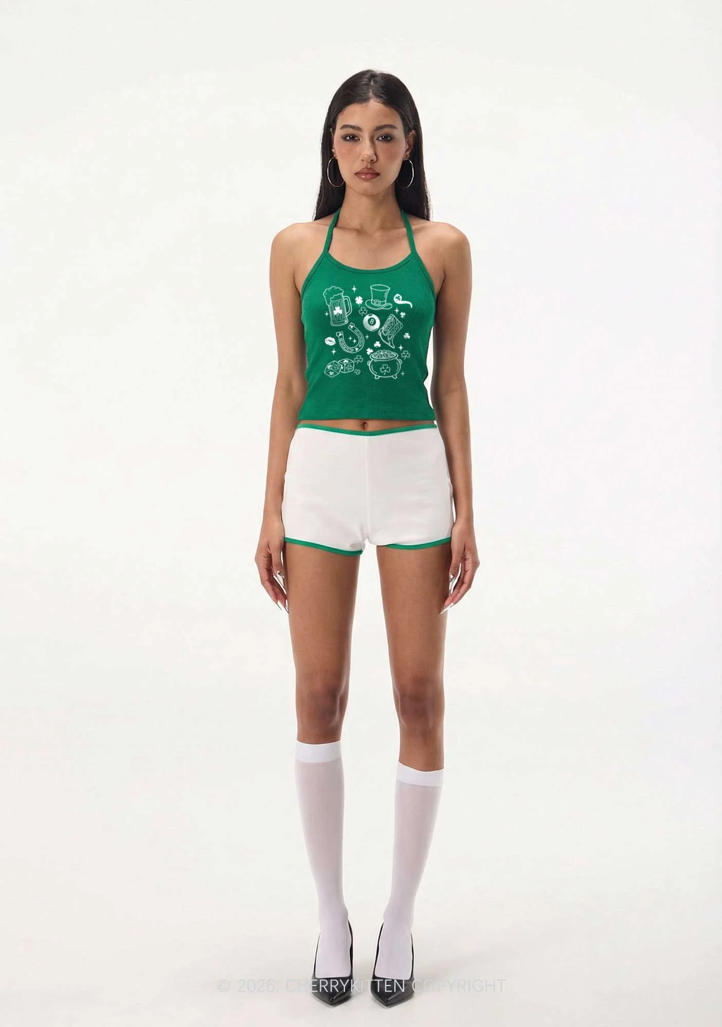 Luck Symbols St Patricks Y2K Halter Neck Cami Cherrykitten - Image 2