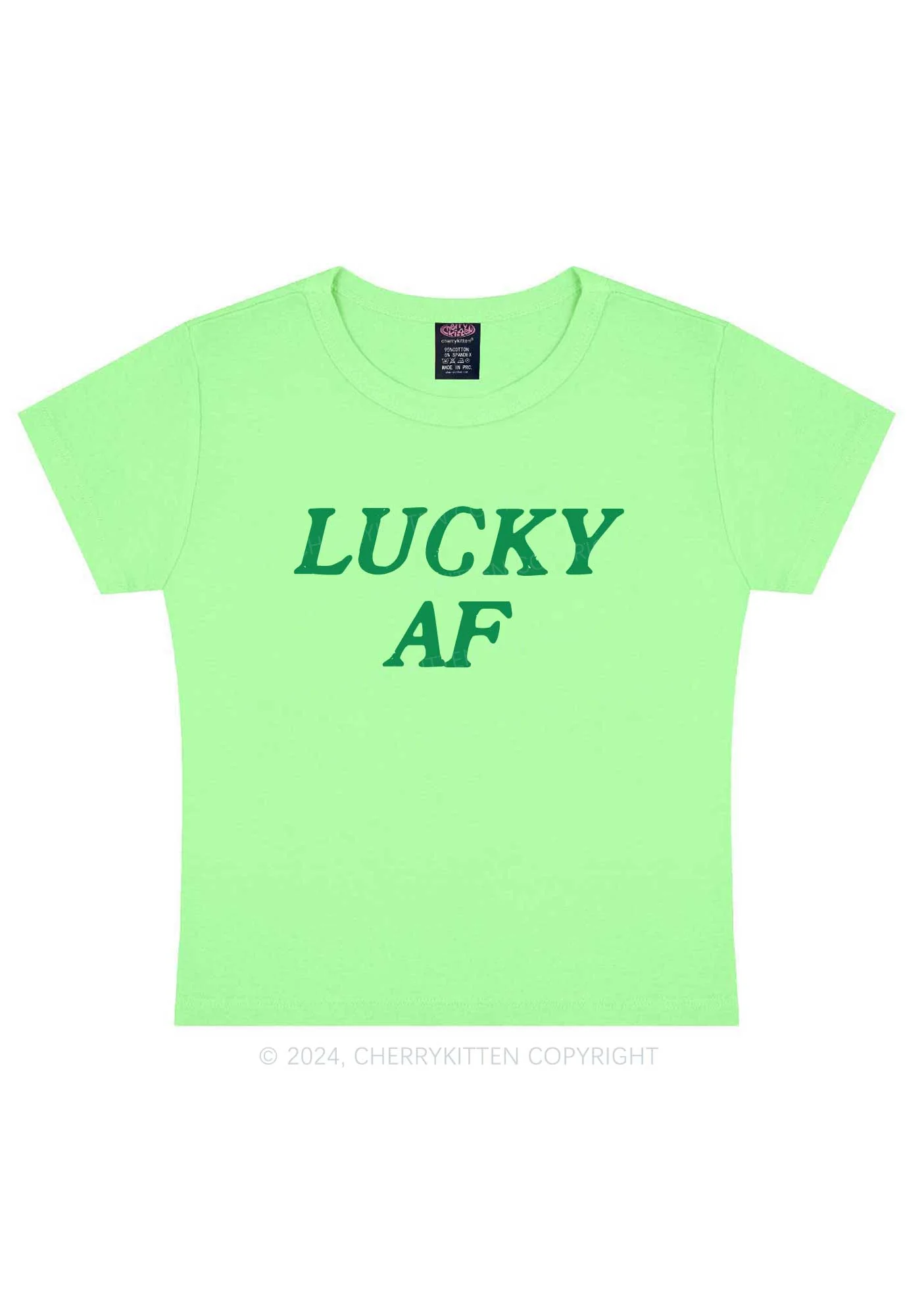 Lucky AF St Patricks Y2K Baby Tee Cherrykitten - Image 13