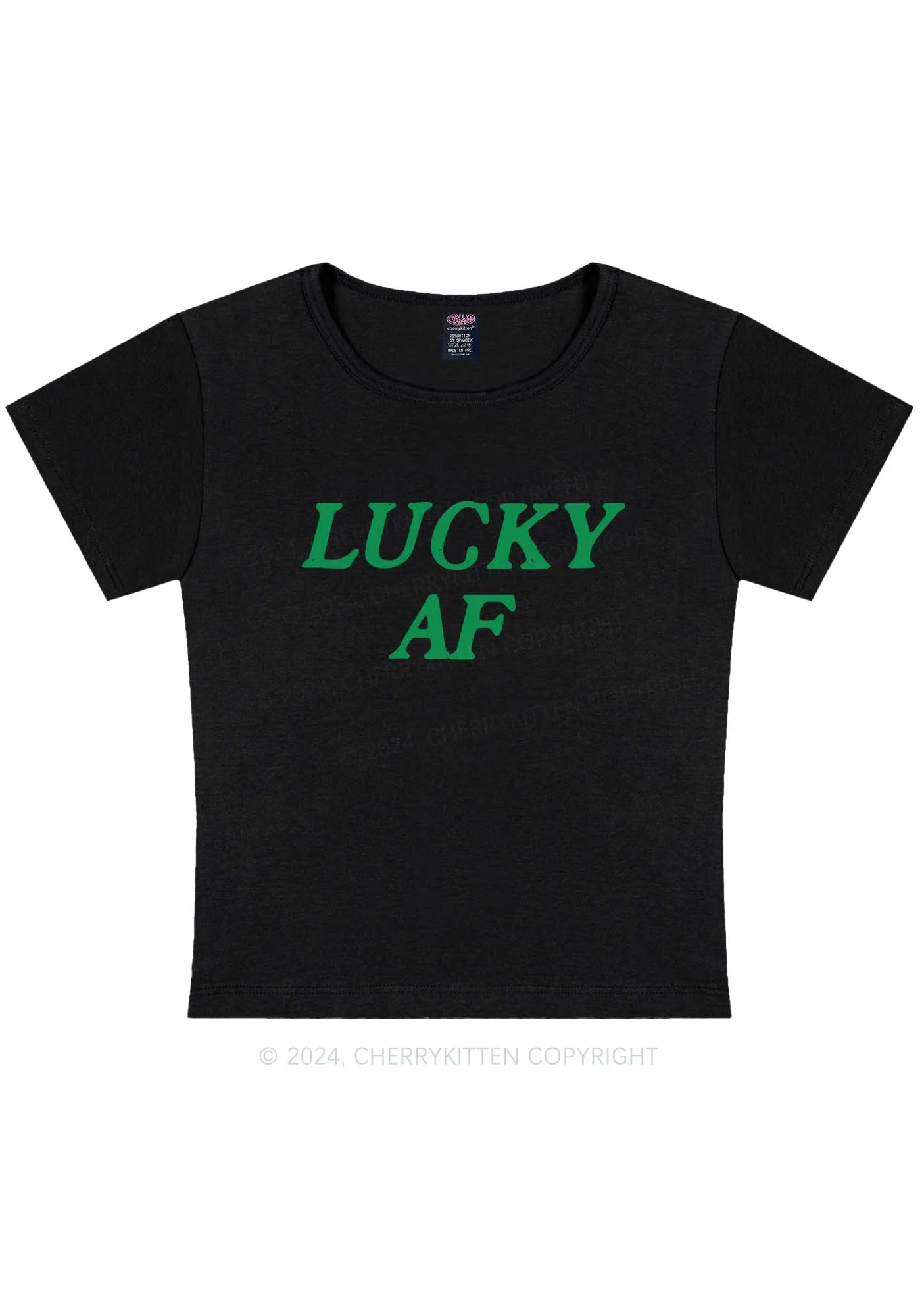 Lucky AF St Patricks Y2K Baby Tee Cherrykitten - Image 4