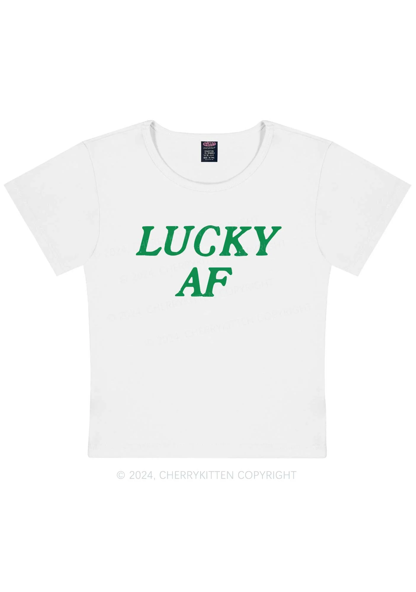 Lucky AF St Patricks Y2K Baby Tee Cherrykitten - Image 5