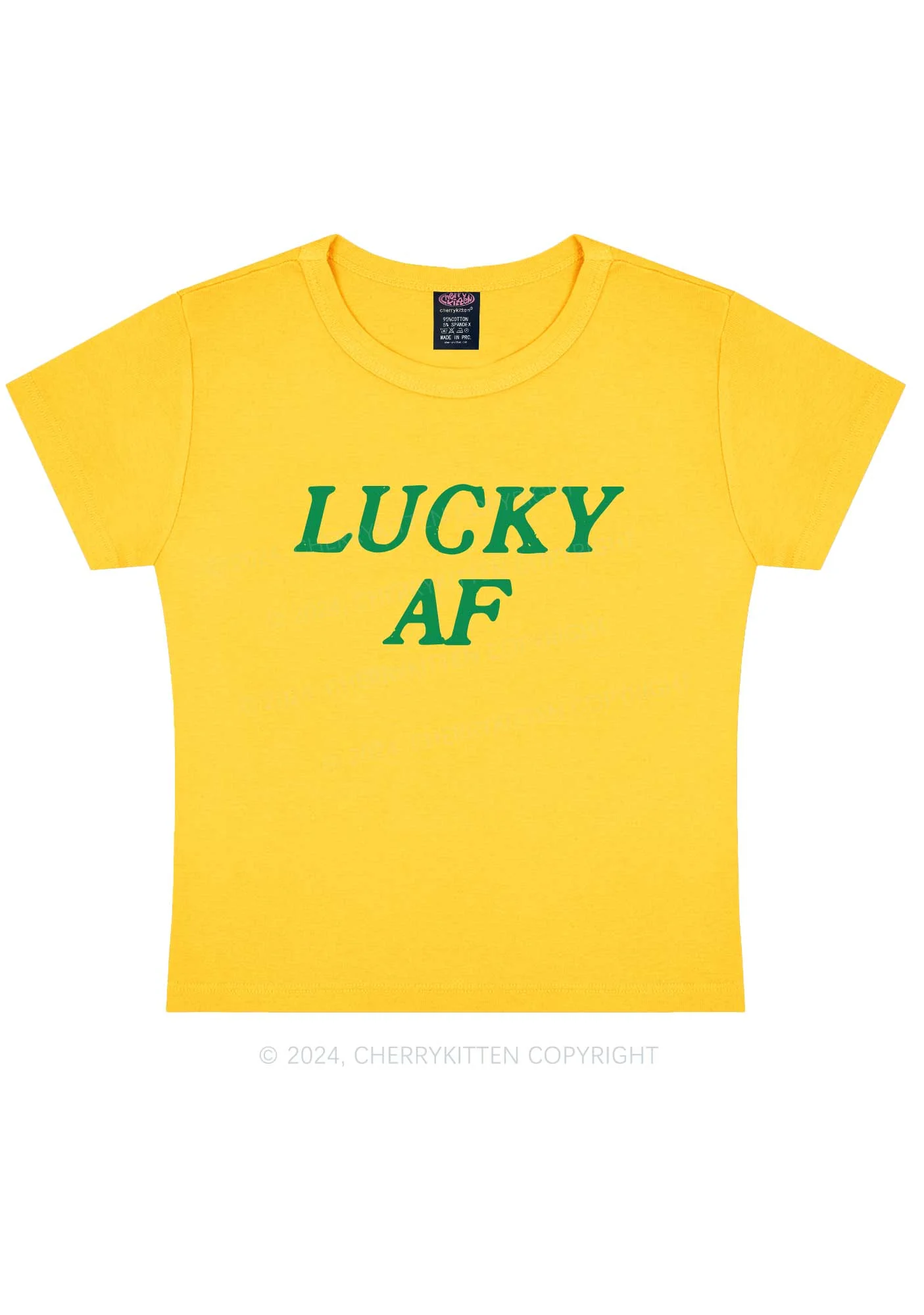 Lucky AF St Patricks Y2K Baby Tee Cherrykitten - Image 6