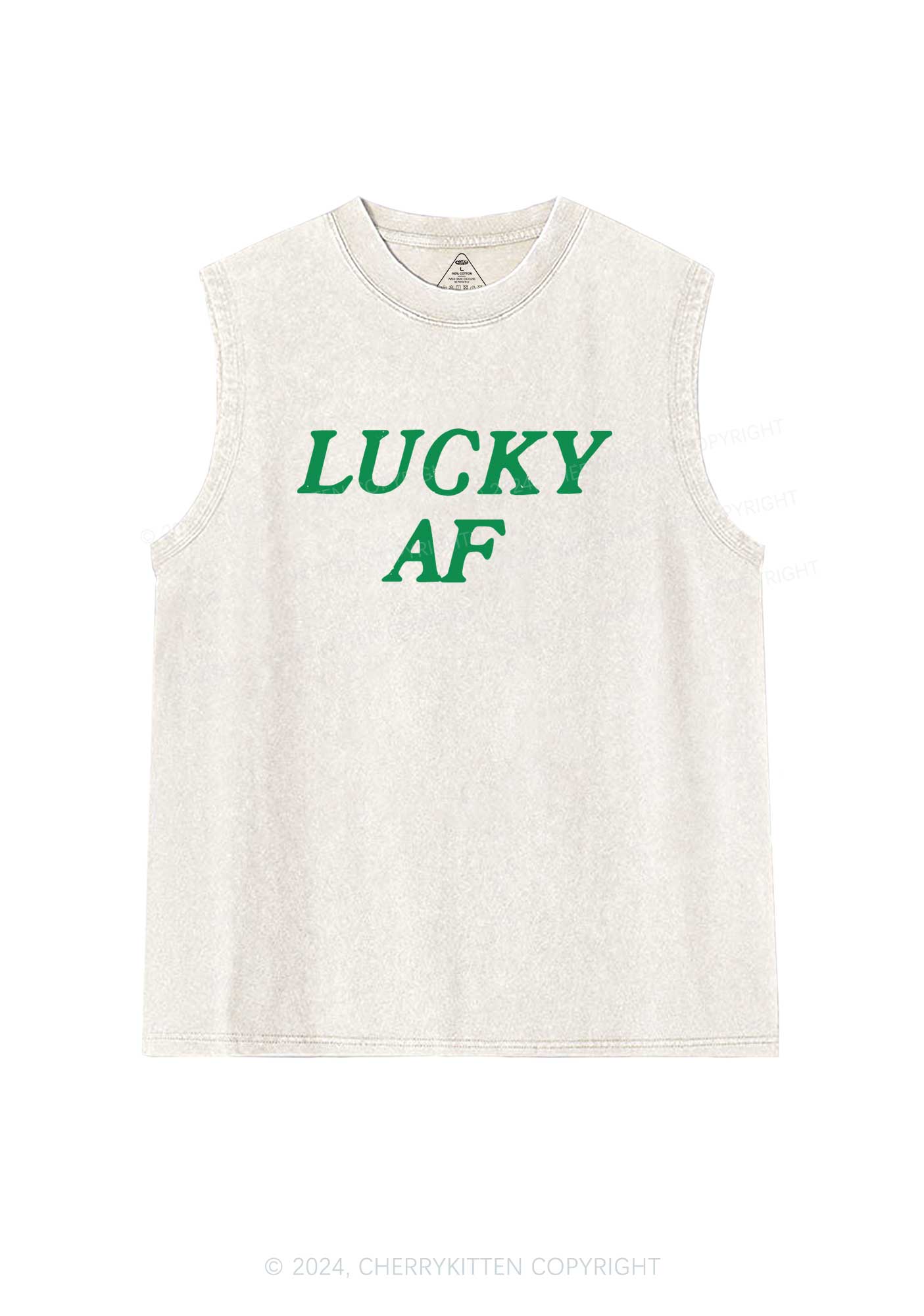 Lucky AF St Patricks Y2K Washed Tank Cherrykitten - Image 5