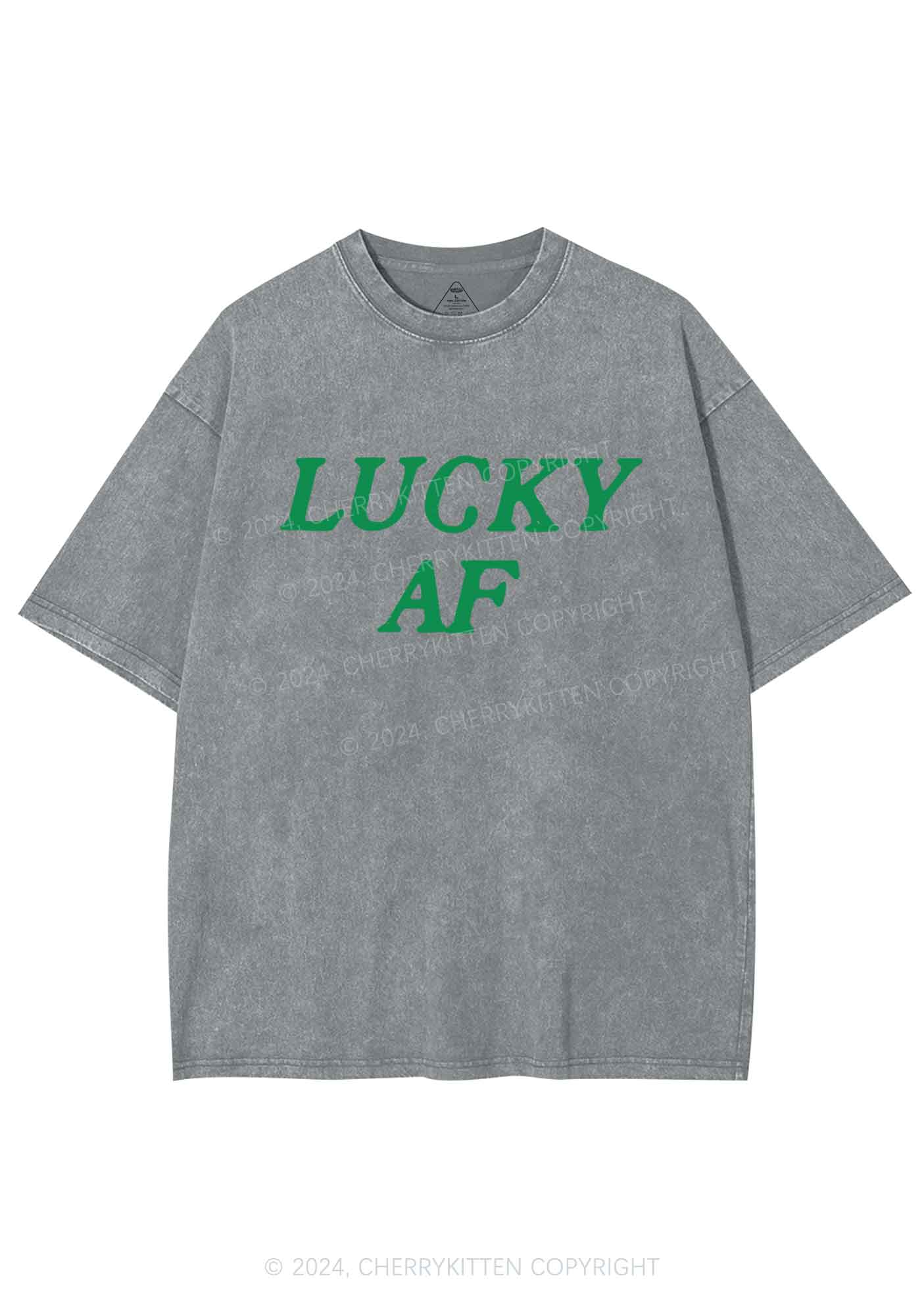 Lucky AF St Patricks Y2K Washed Tee Cherrykitten - Image 9