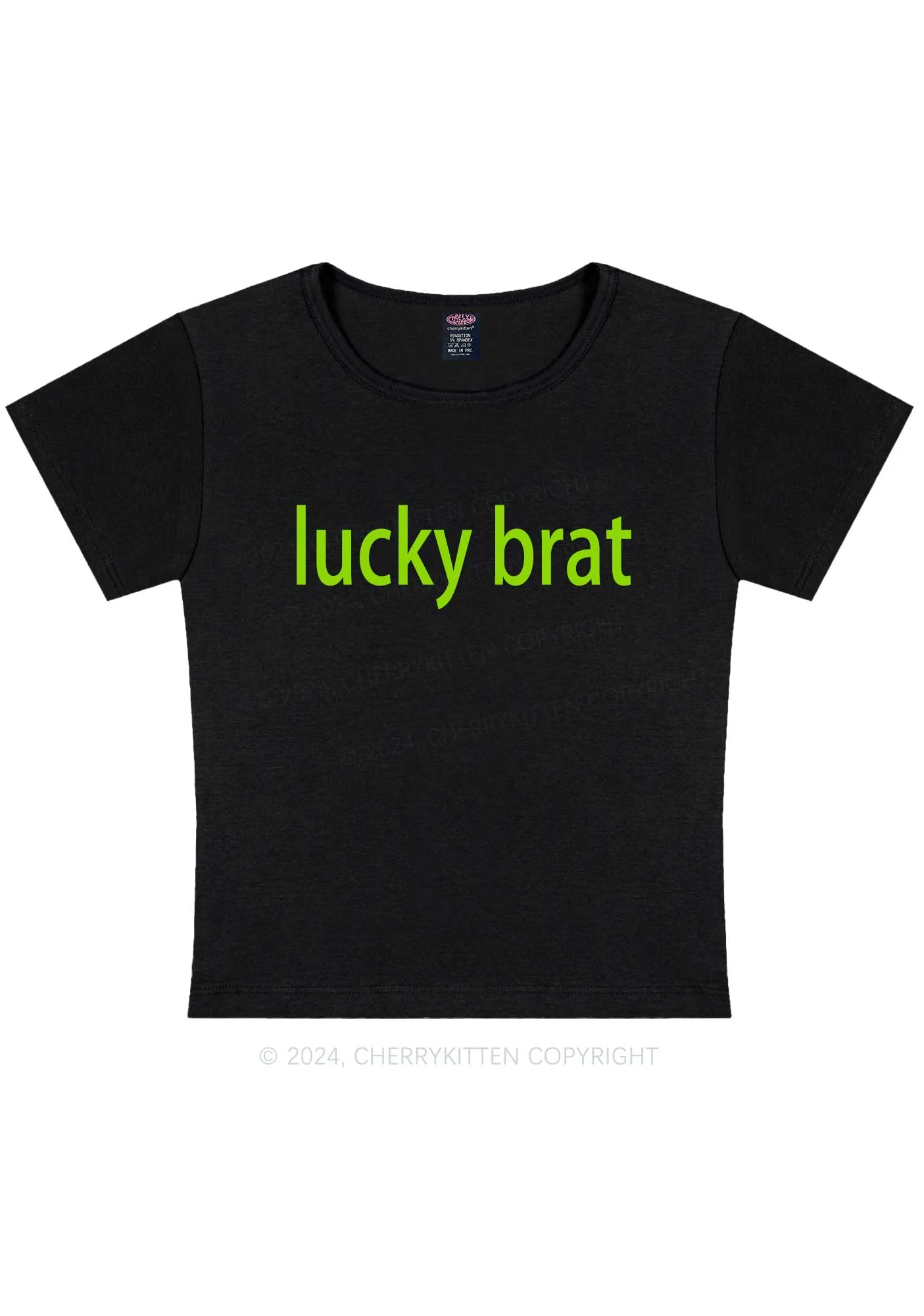 Lucky Brat St Patricks Y2K Baby Tee Cherrykitten - Image 4