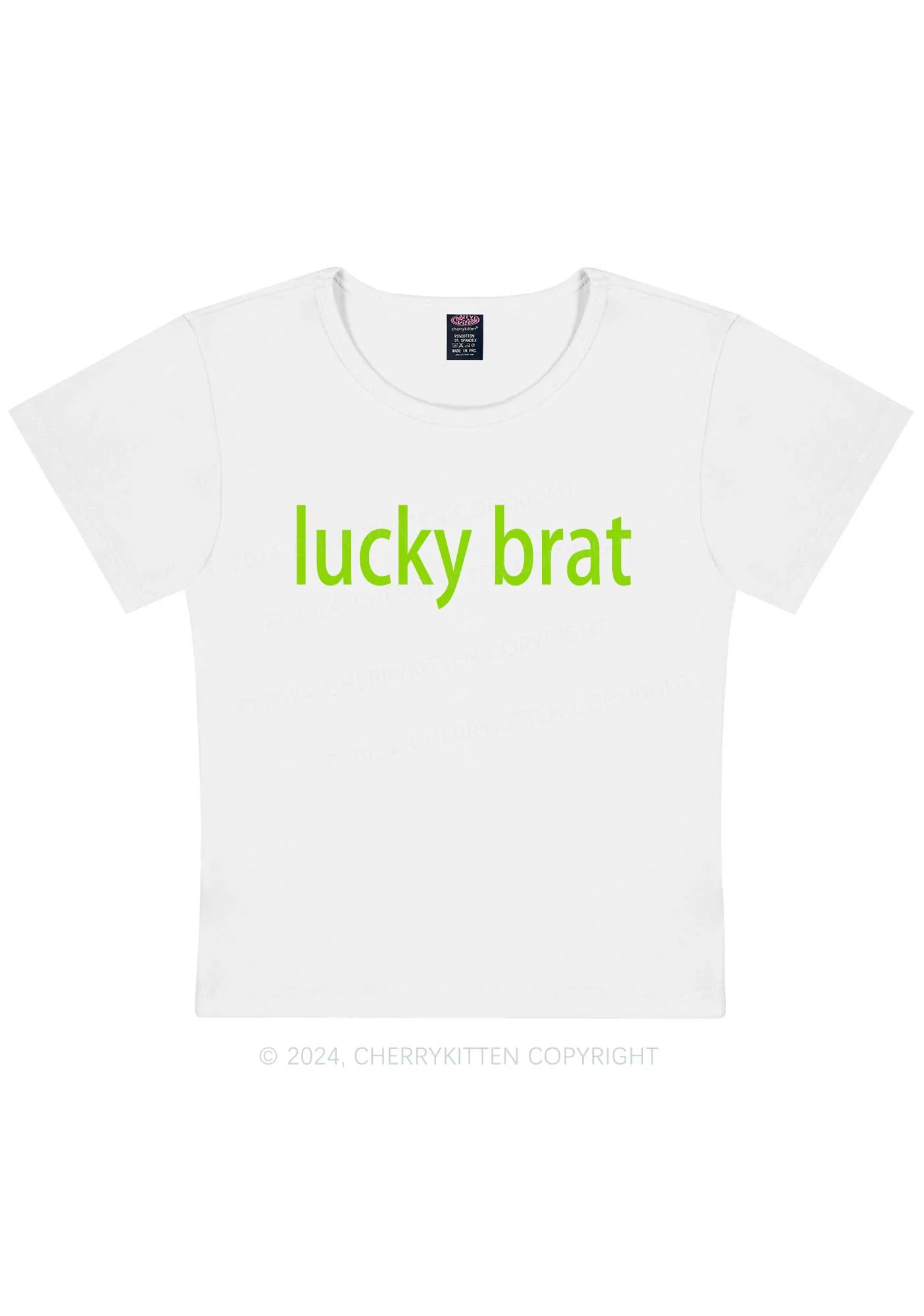 Lucky Brat St Patricks Y2K Baby Tee Cherrykitten - Image 6