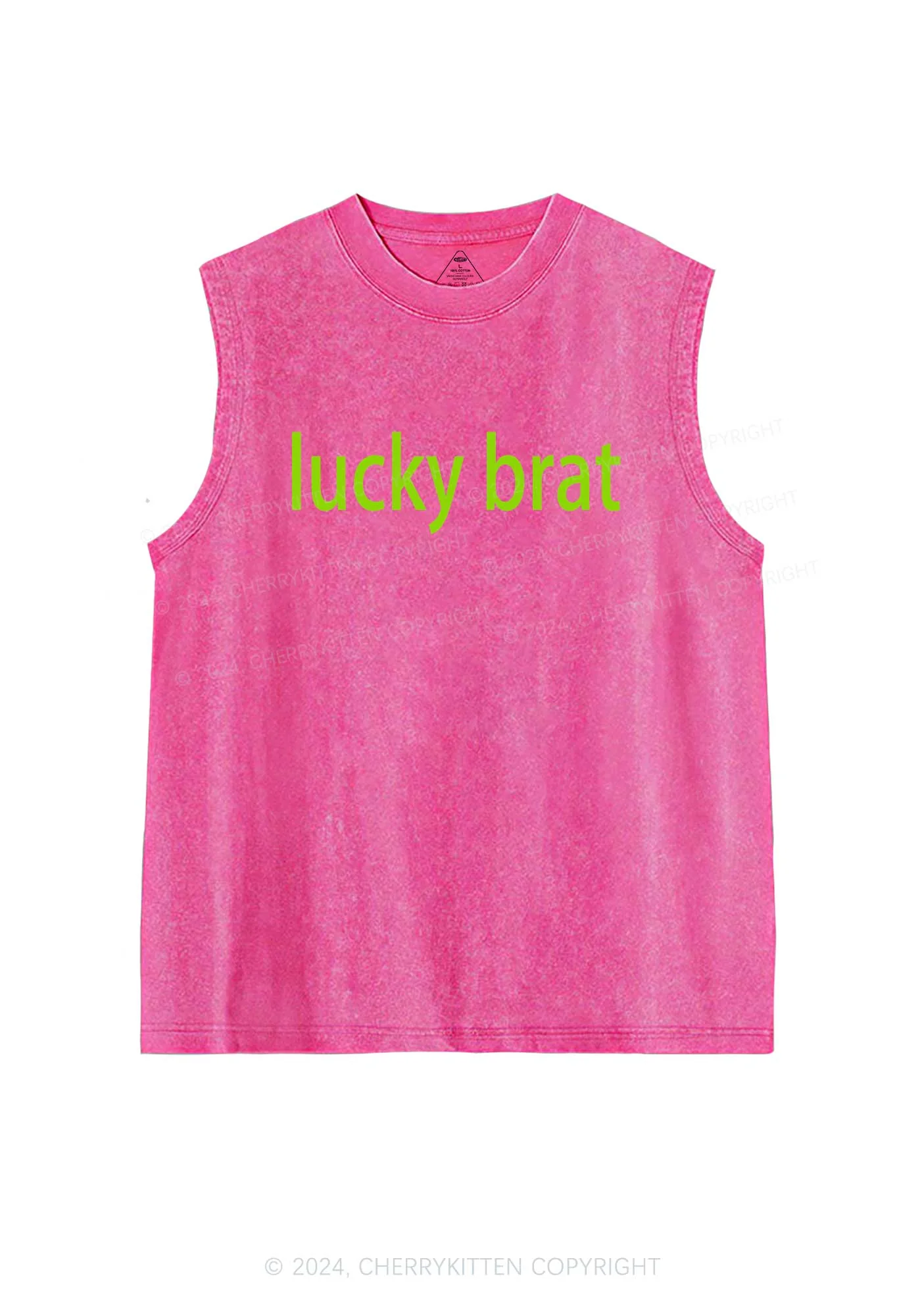 Lucky Brat St Patricks Y2K Washed Tank Cherrykitten - Image 4