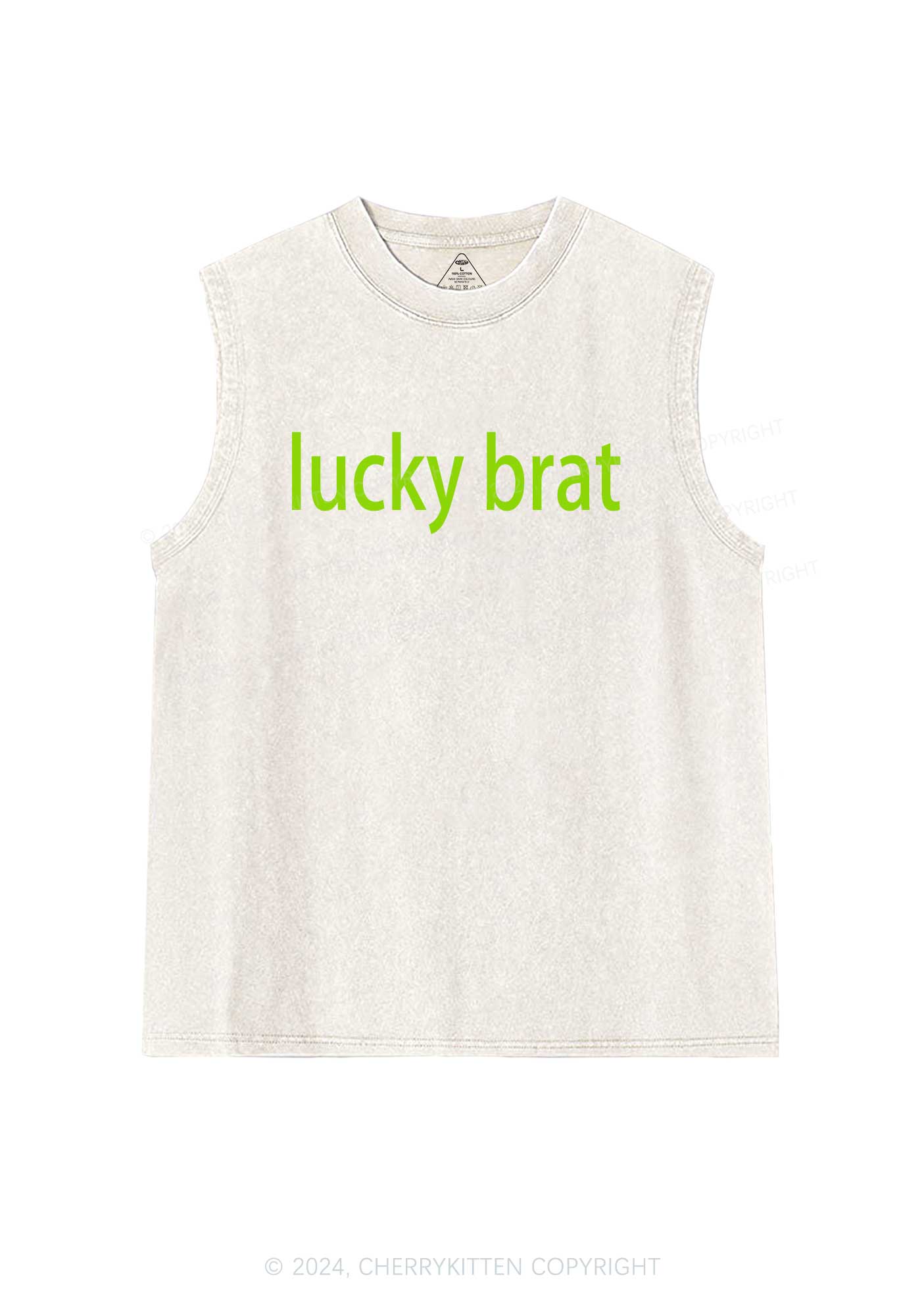Lucky Brat St Patricks Y2K Washed Tank Cherrykitten - Image 5