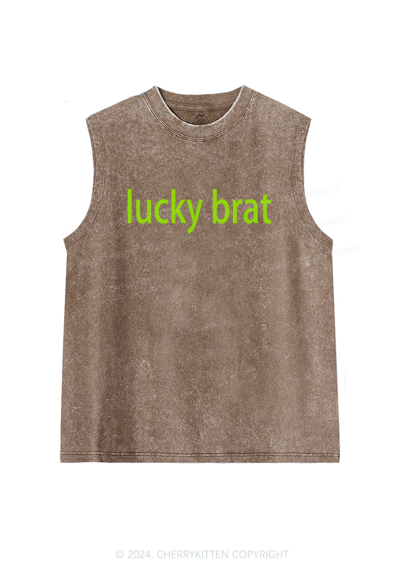 Lucky Brat St Patricks Y2K Washed Tank Cherrykitten - Image 6