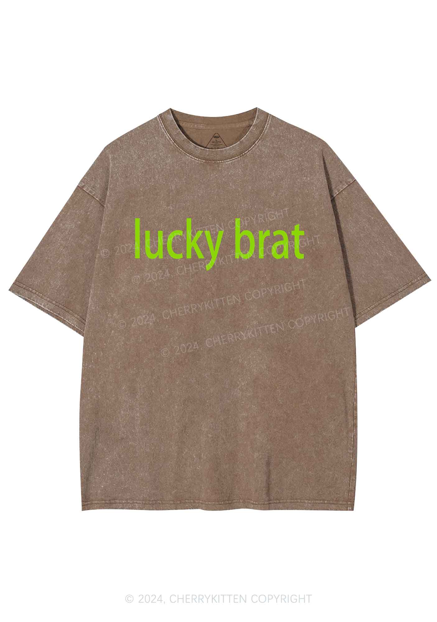 Lucky Brat St Patricks Y2K Washed Tee Cherrykitten - Image 10