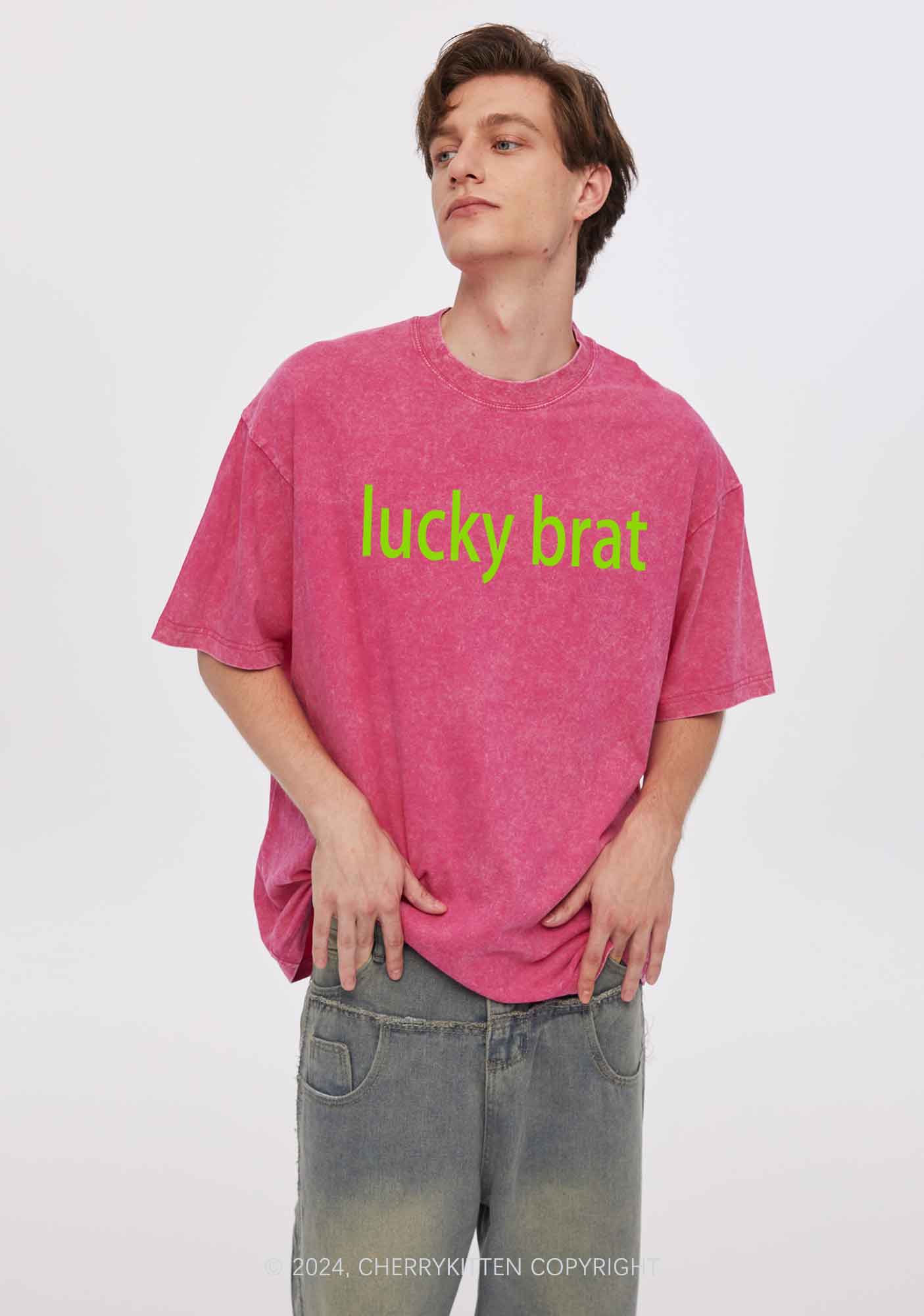 Lucky Brat St Patricks Y2K Washed Tee Cherrykitten - Image 3