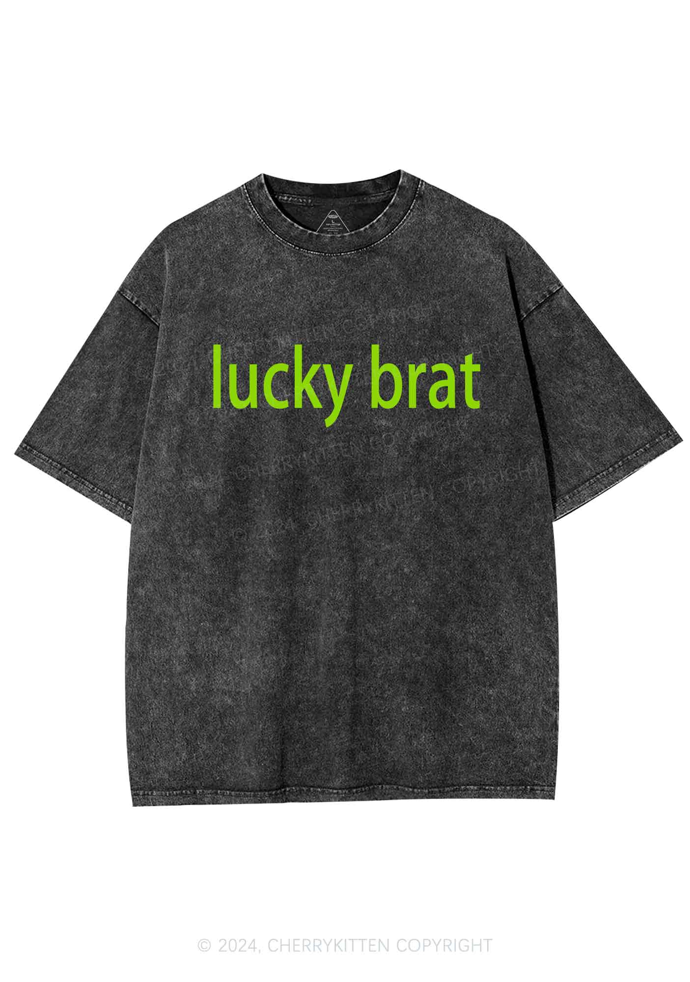 Lucky Brat St Patricks Y2K Washed Tee Cherrykitten - Image 5