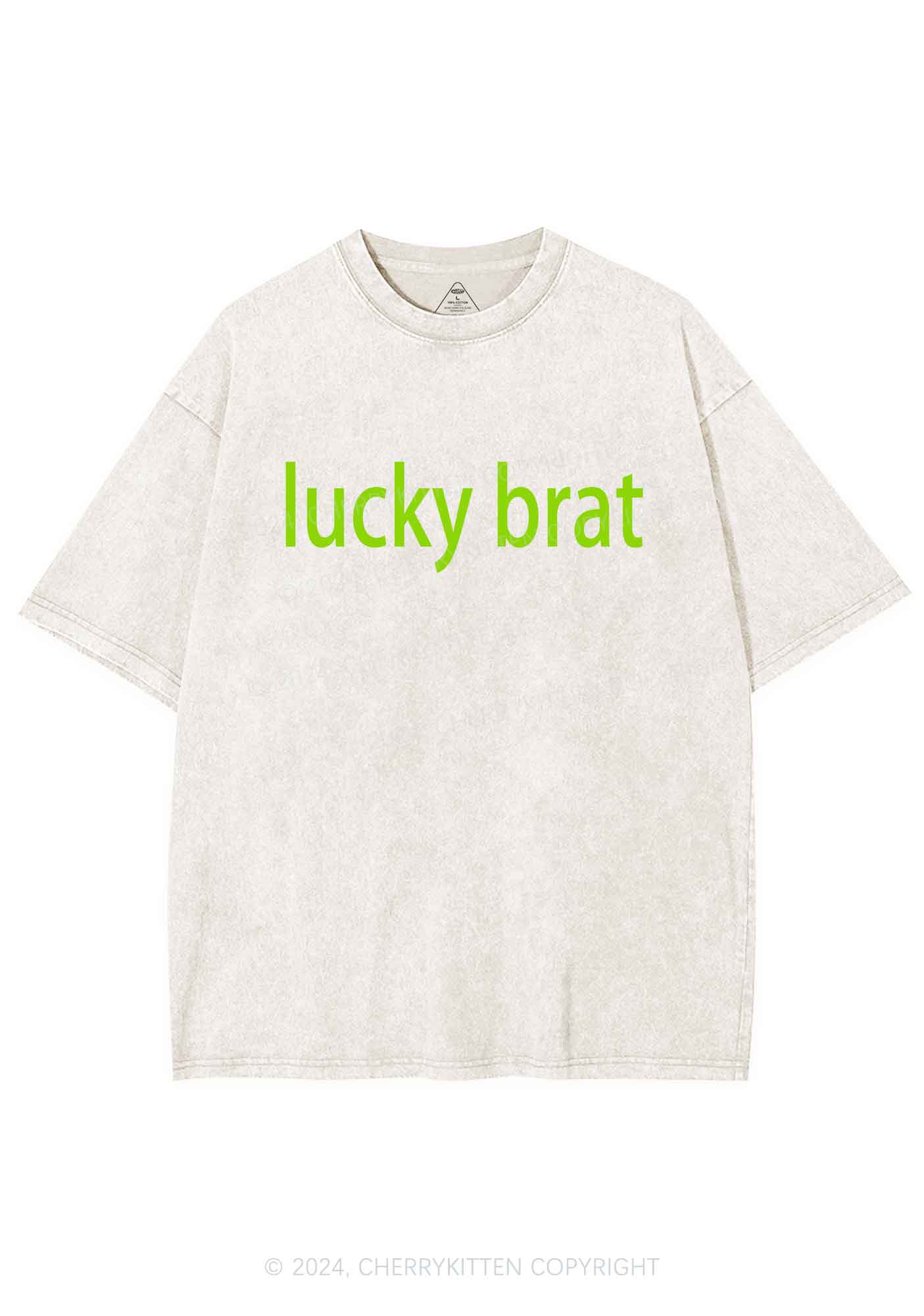 Lucky Brat St Patricks Y2K Washed Tee Cherrykitten - Image 7
