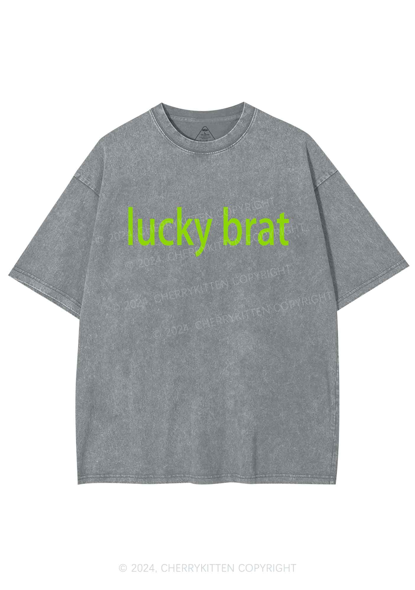 Lucky Brat St Patricks Y2K Washed Tee Cherrykitten - Image 9