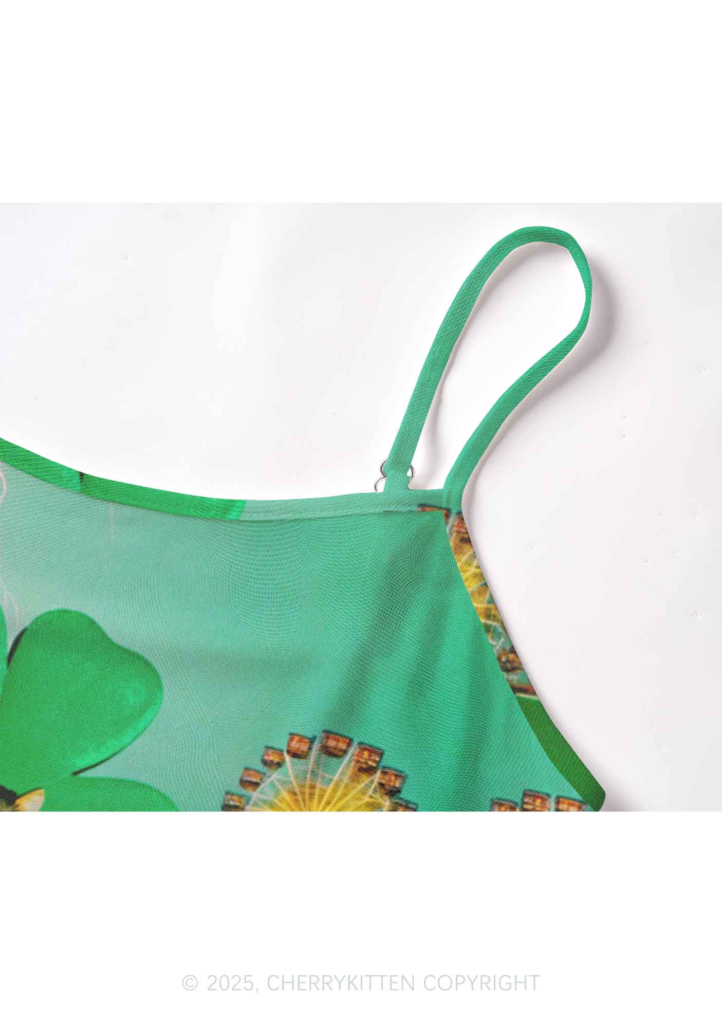 Lucky Cat St Patricks Y2K Mesh Cami Tank Cherrykitten - Image 3