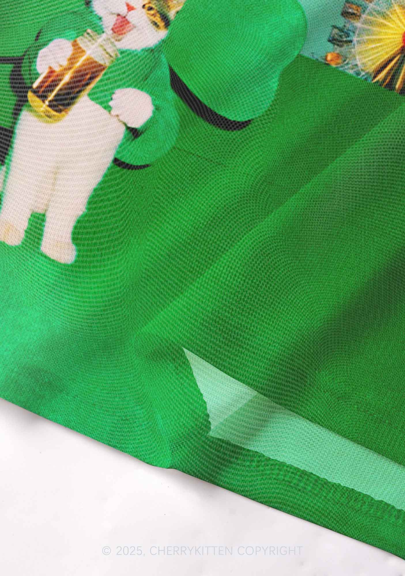 Lucky Cat St Patricks Y2K Mesh Cami Tank Cherrykitten - Image 4