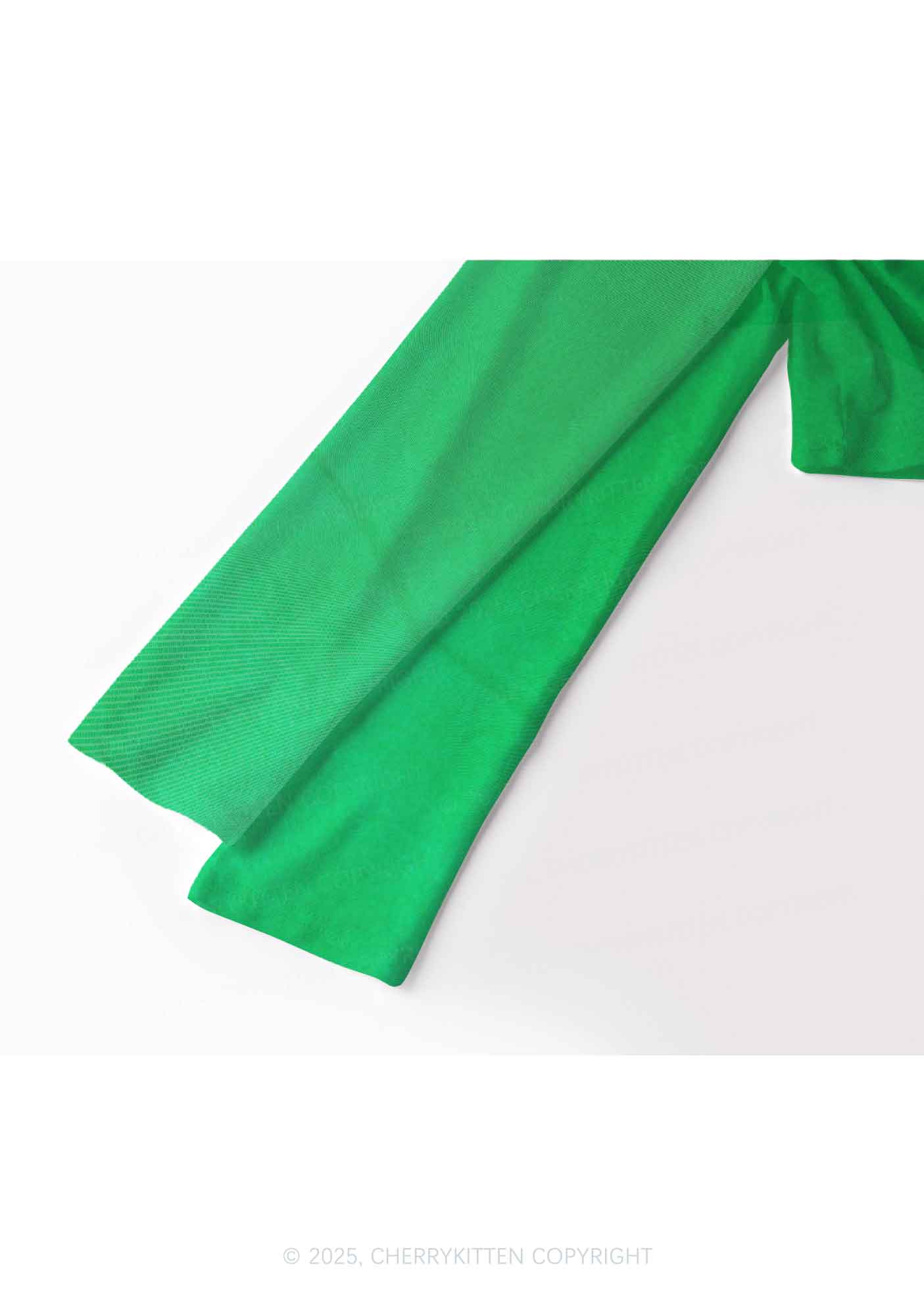 Lucky Cat St Patricks Y2K Mesh Long Sleeve Crop Top Cherrykitten - Image 3