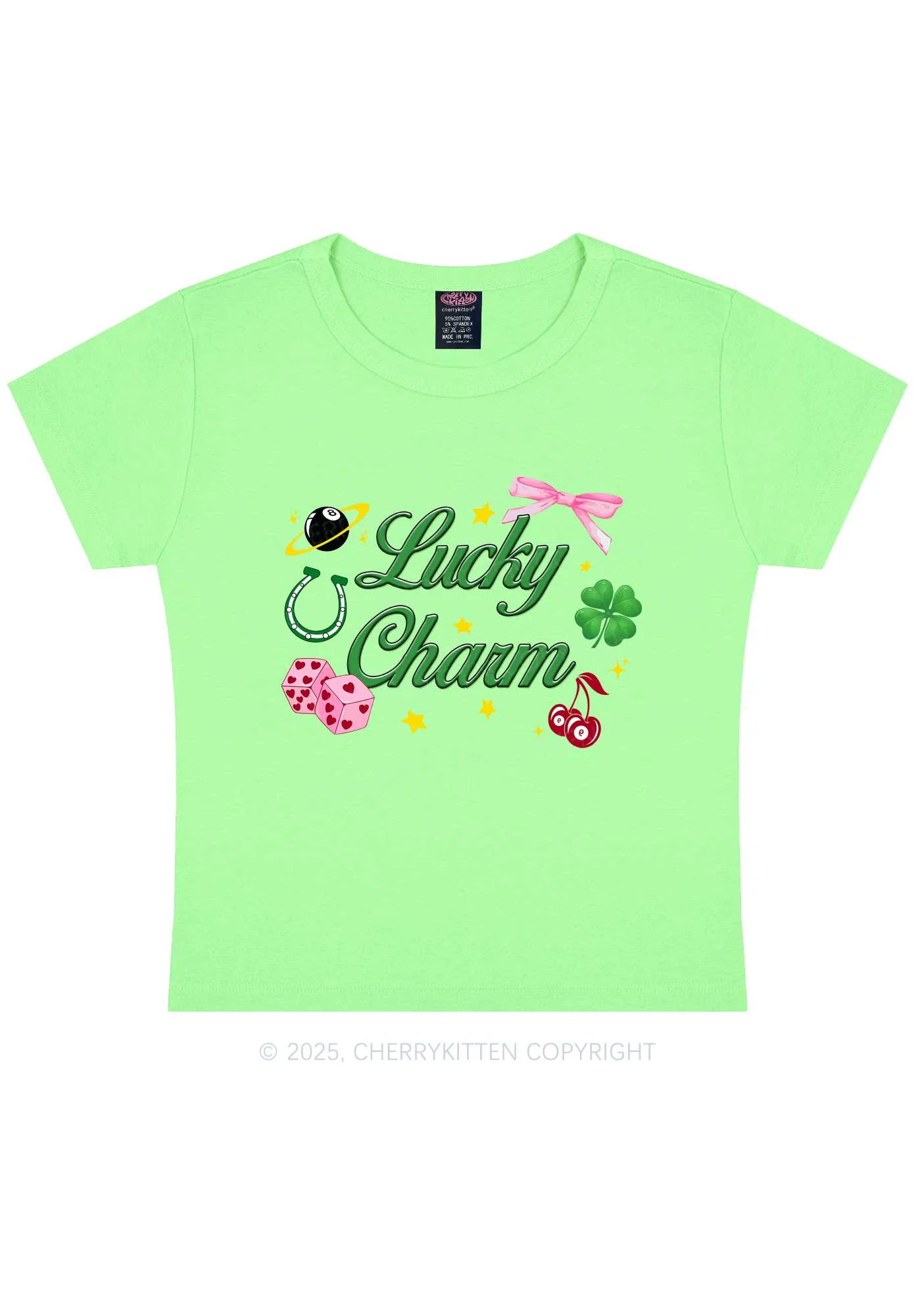 Lucky Charm St Patricks Y2K Baby Tee Cherrykitten - Image 12