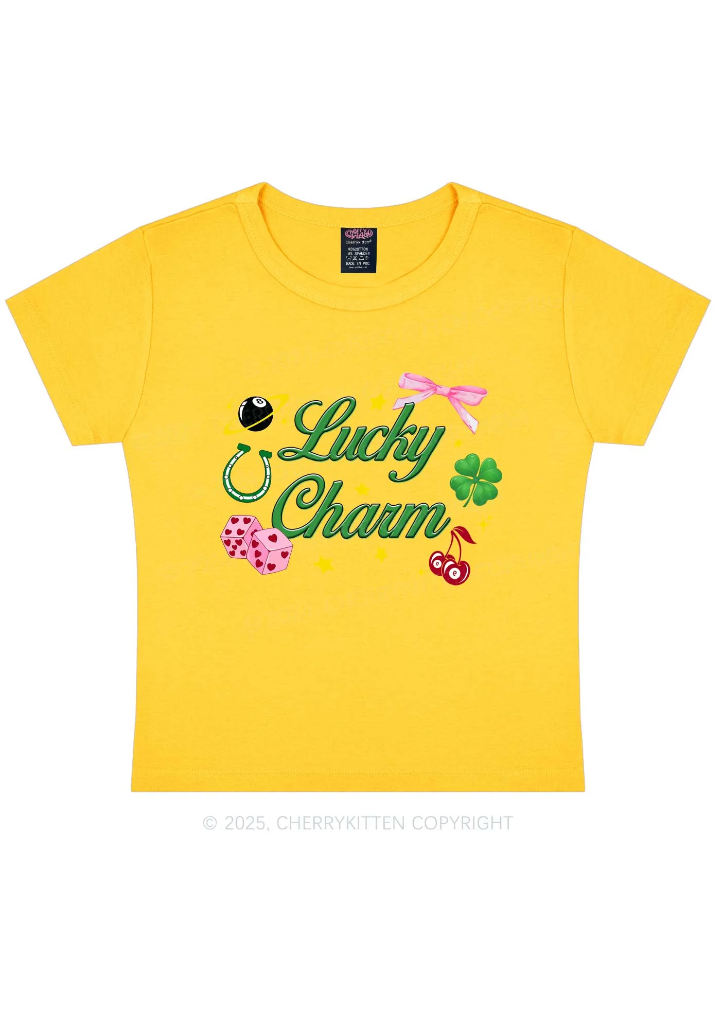 Lucky Charm St Patricks Y2K Baby Tee Cherrykitten - Image 5