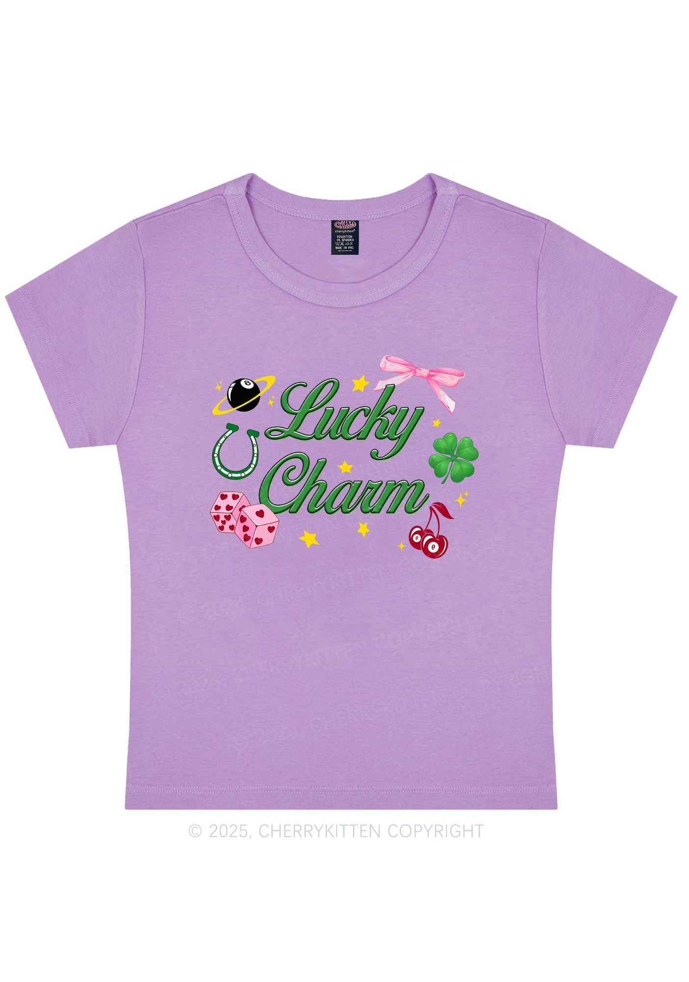 Lucky Charm St Patricks Y2K Baby Tee Cherrykitten - Image 7