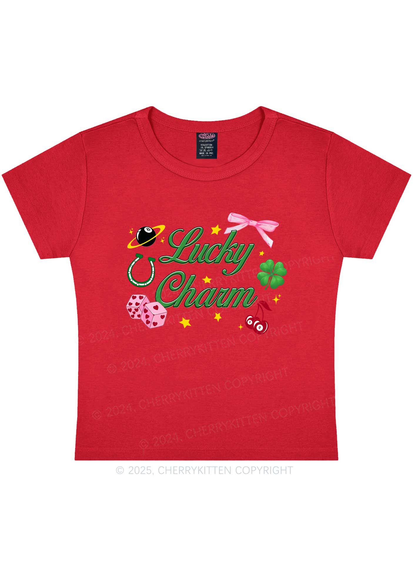 Lucky Charm St Patricks Y2K Baby Tee Cherrykitten - Image 9