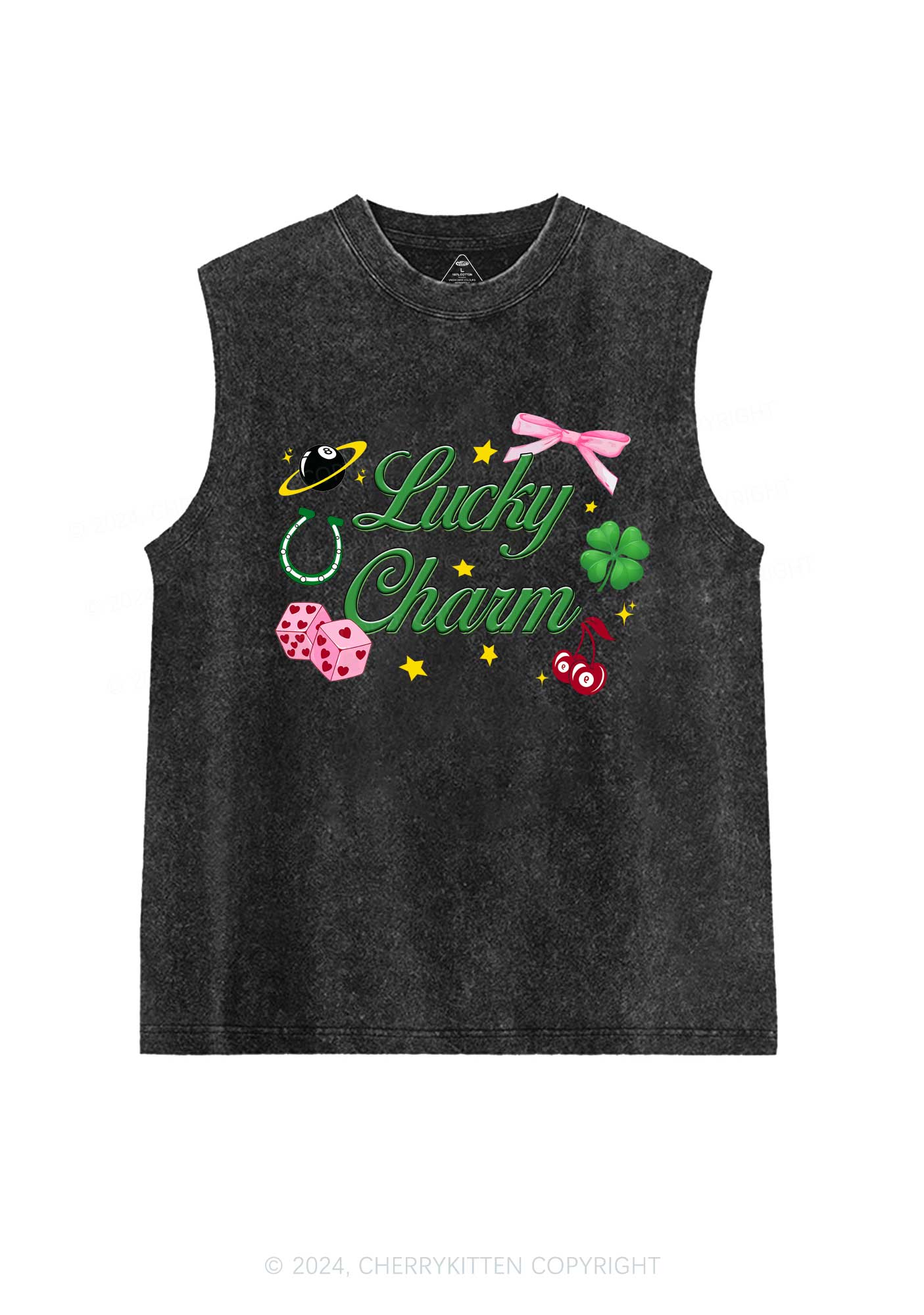 Lucky Charm St Patricks Y2K Washed Tank Cherrykitten - Image 4