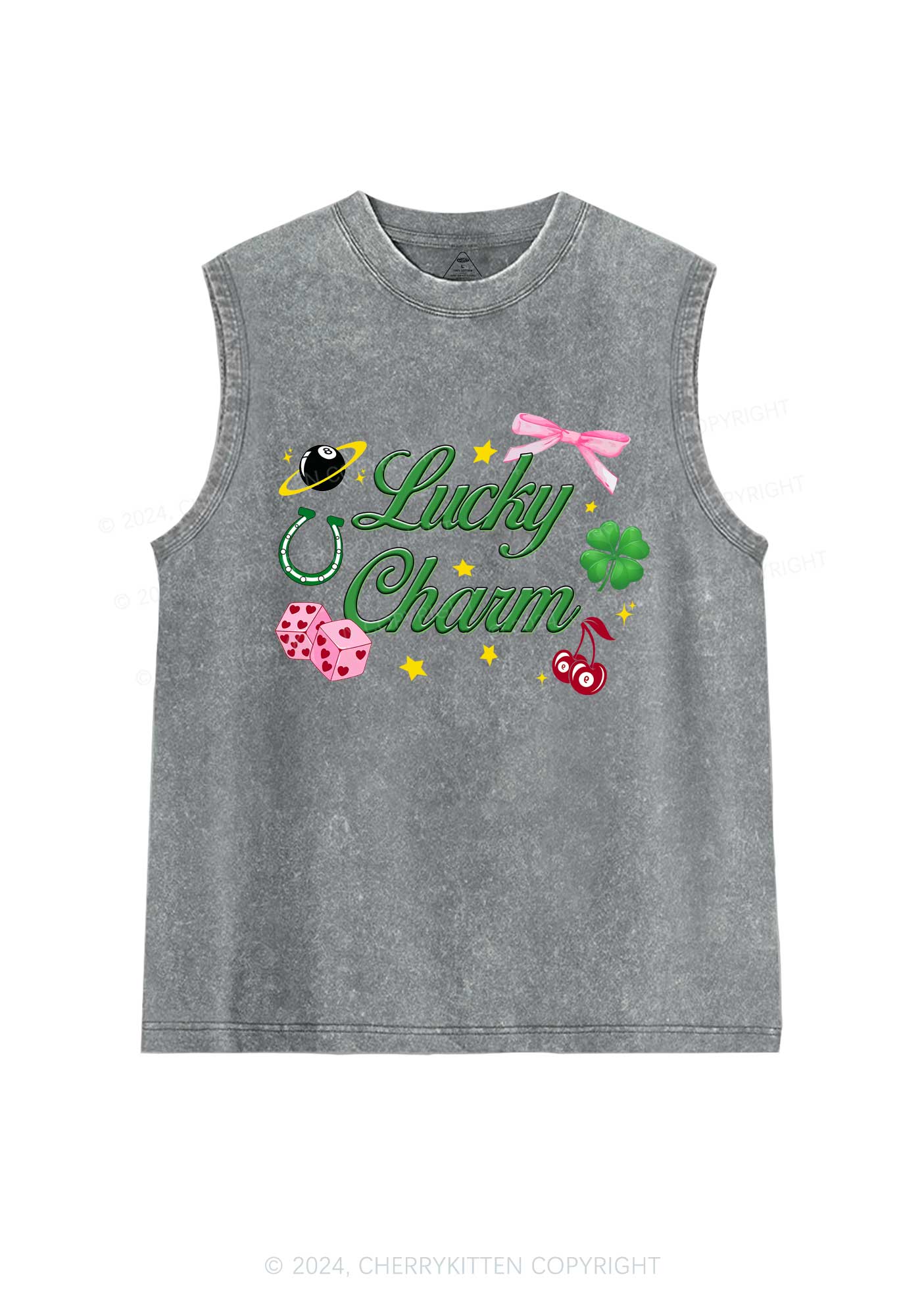 Lucky Charm St Patricks Y2K Washed Tank Cherrykitten - Image 5