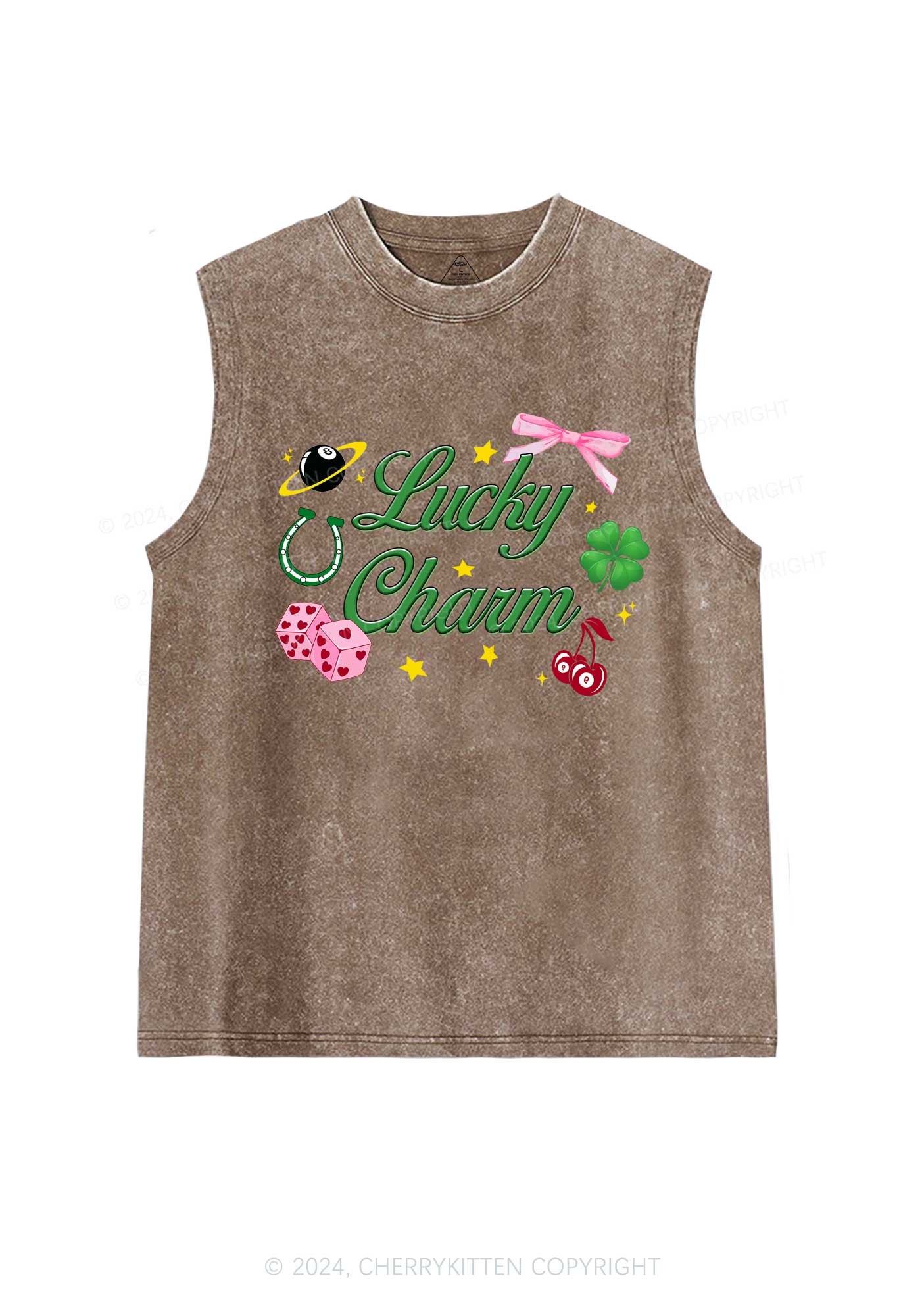 Lucky Charm St Patricks Y2K Washed Tank Cherrykitten - Image 6