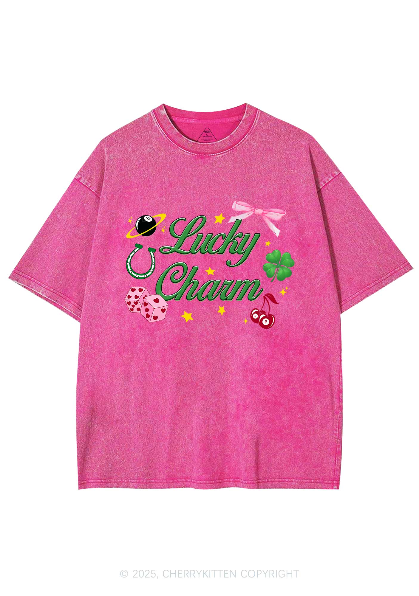 Lucky Charm St Patricks Y2K Washed Tee Cherrykitten - Image 5