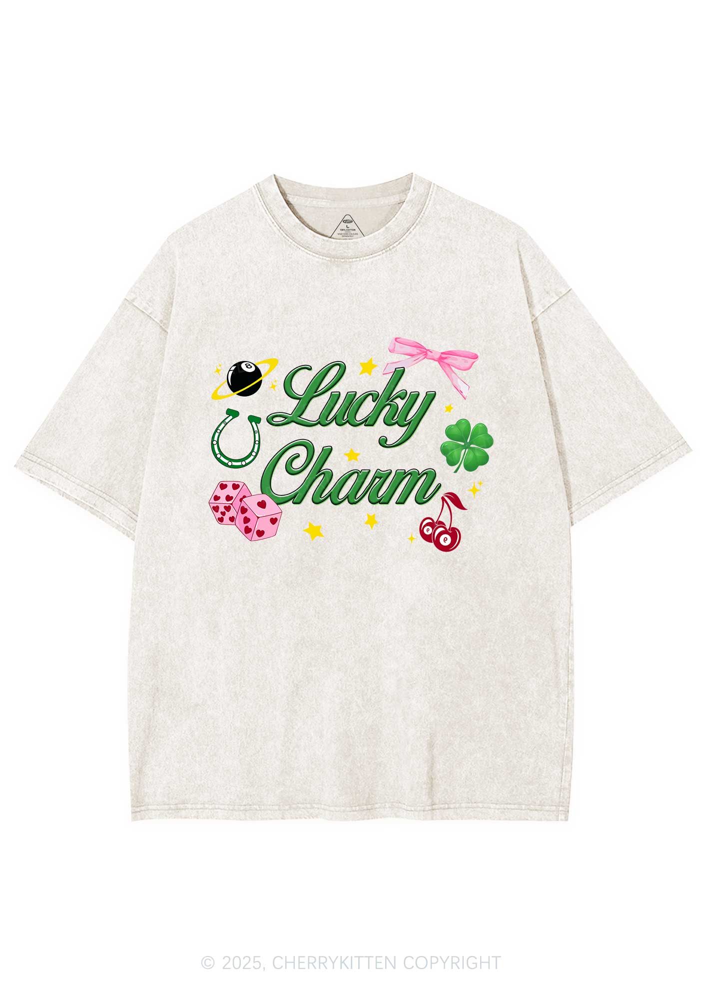 Lucky Charm St Patricks Y2K Washed Tee Cherrykitten - Image 6