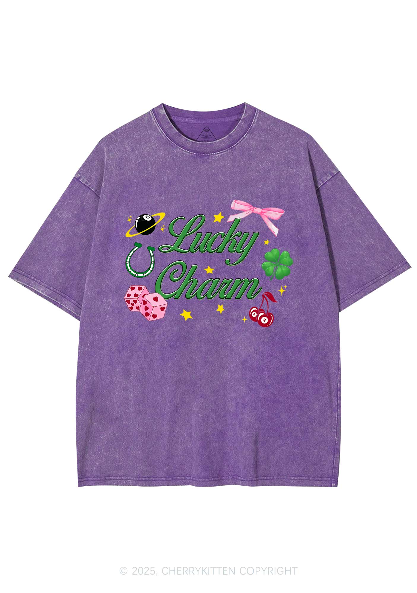 Lucky Charm St Patricks Y2K Washed Tee Cherrykitten - Image 7