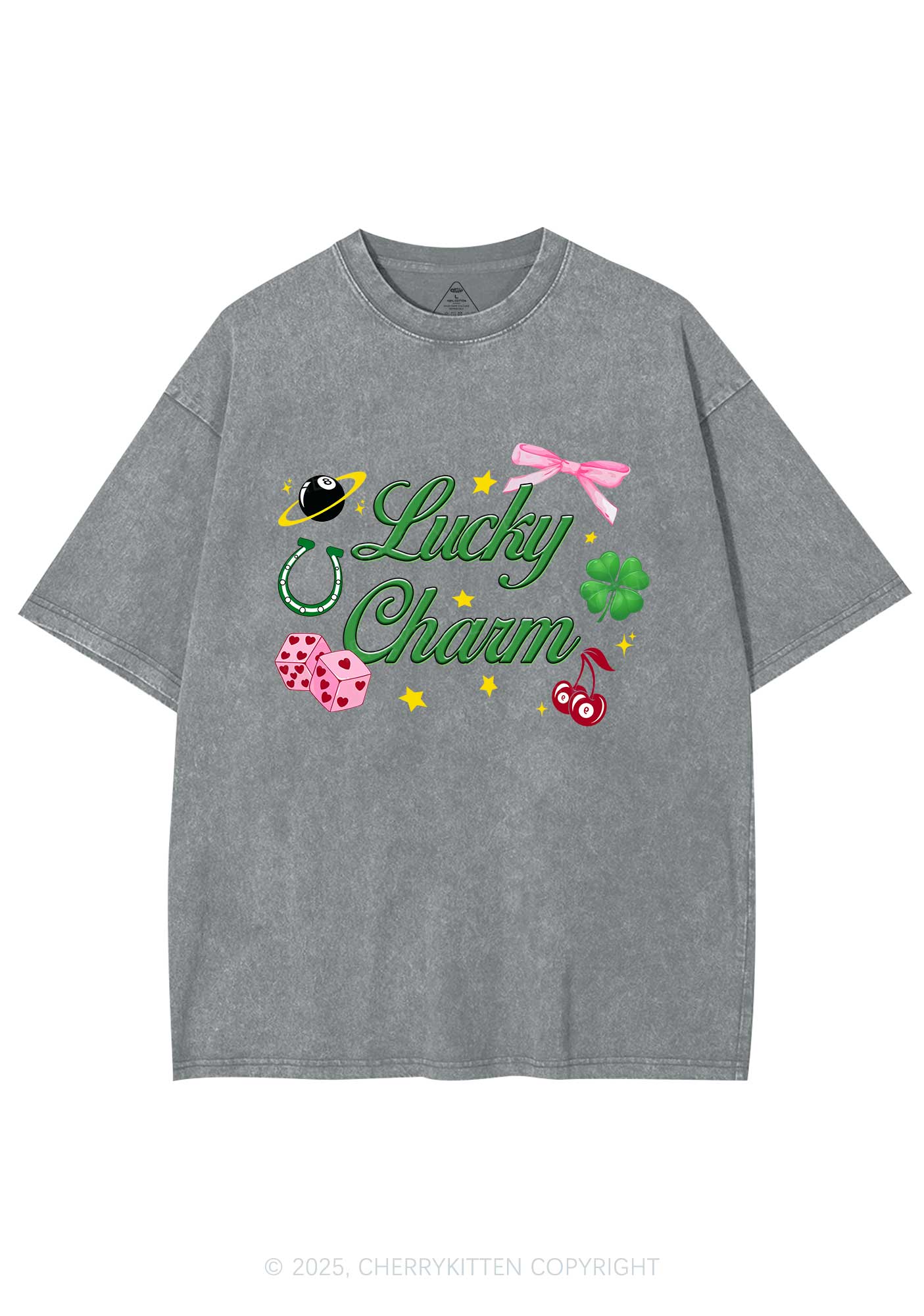 Lucky Charm St Patricks Y2K Washed Tee Cherrykitten - Image 8