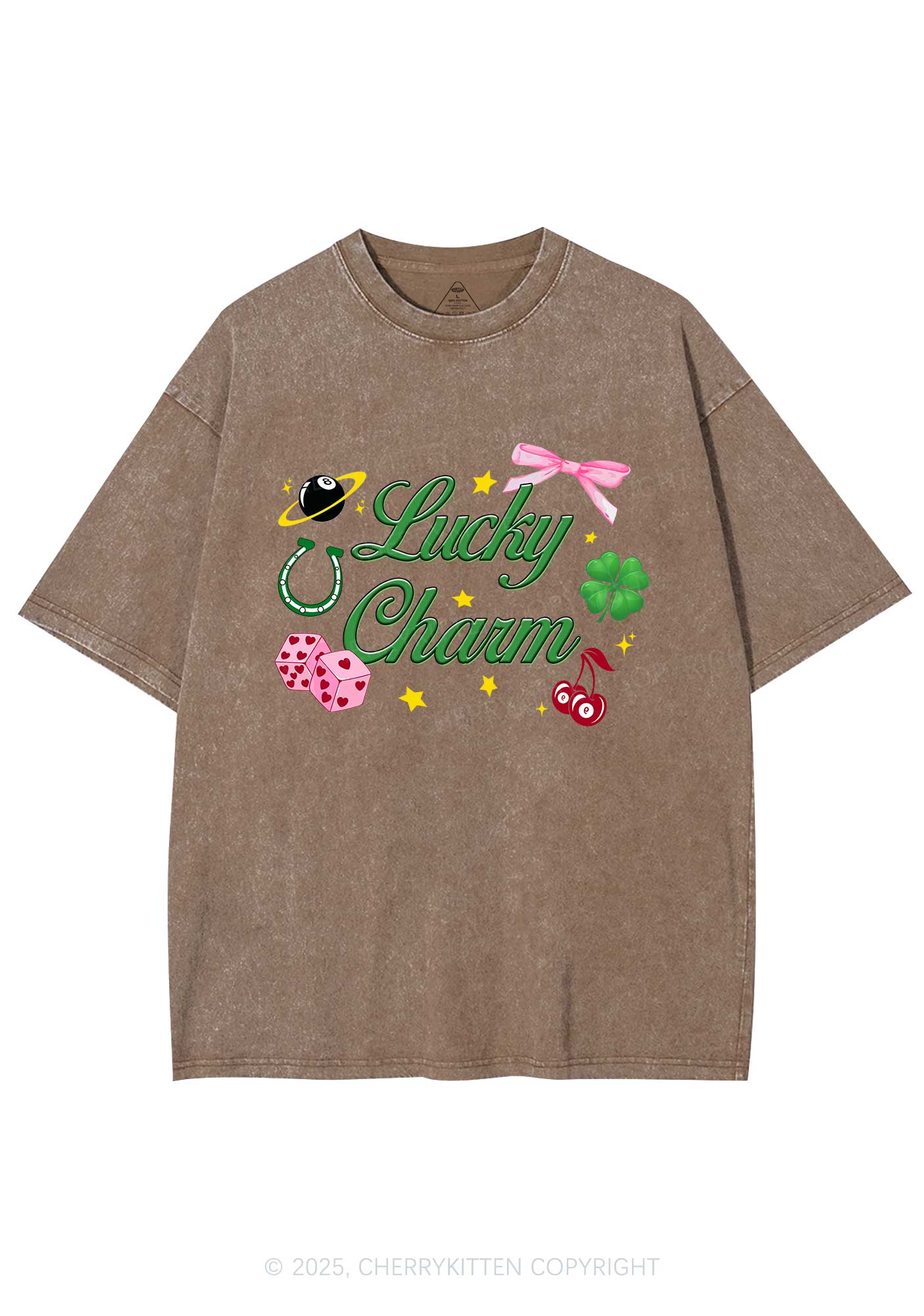 Lucky Charm St Patricks Y2K Washed Tee Cherrykitten - Image 9