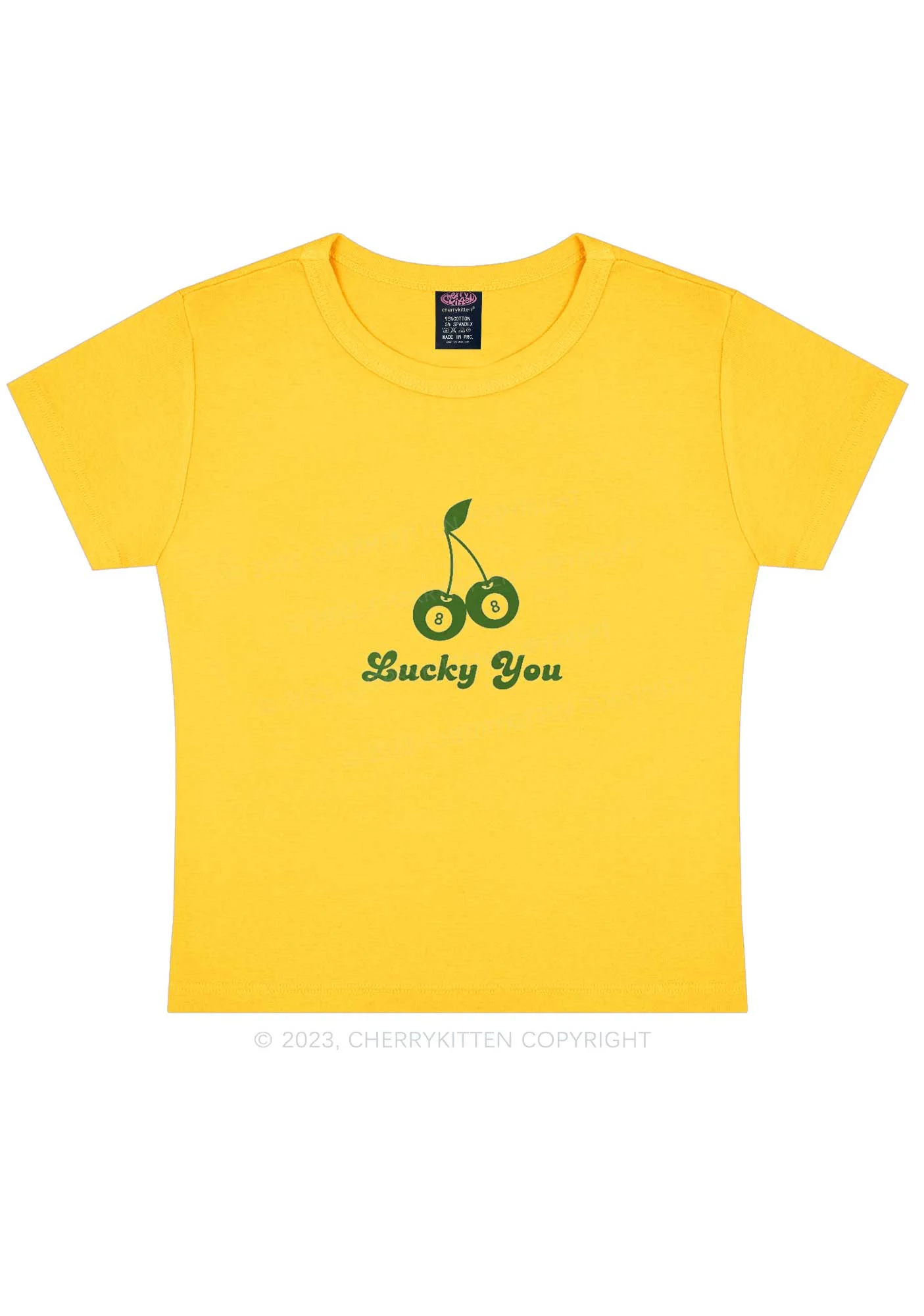 Lucky Eight St Patricks Y2K Baby Tee Cherrykitten - Image 5