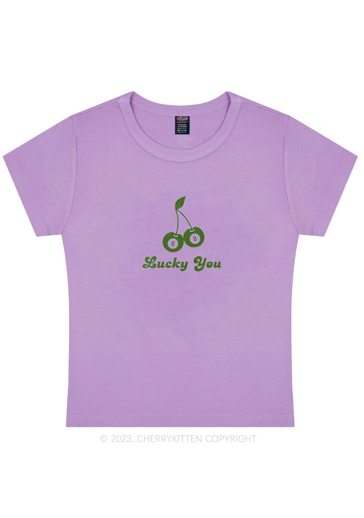 Lucky Eight St Patricks Y2K Baby Tee Cherrykitten - Image 6