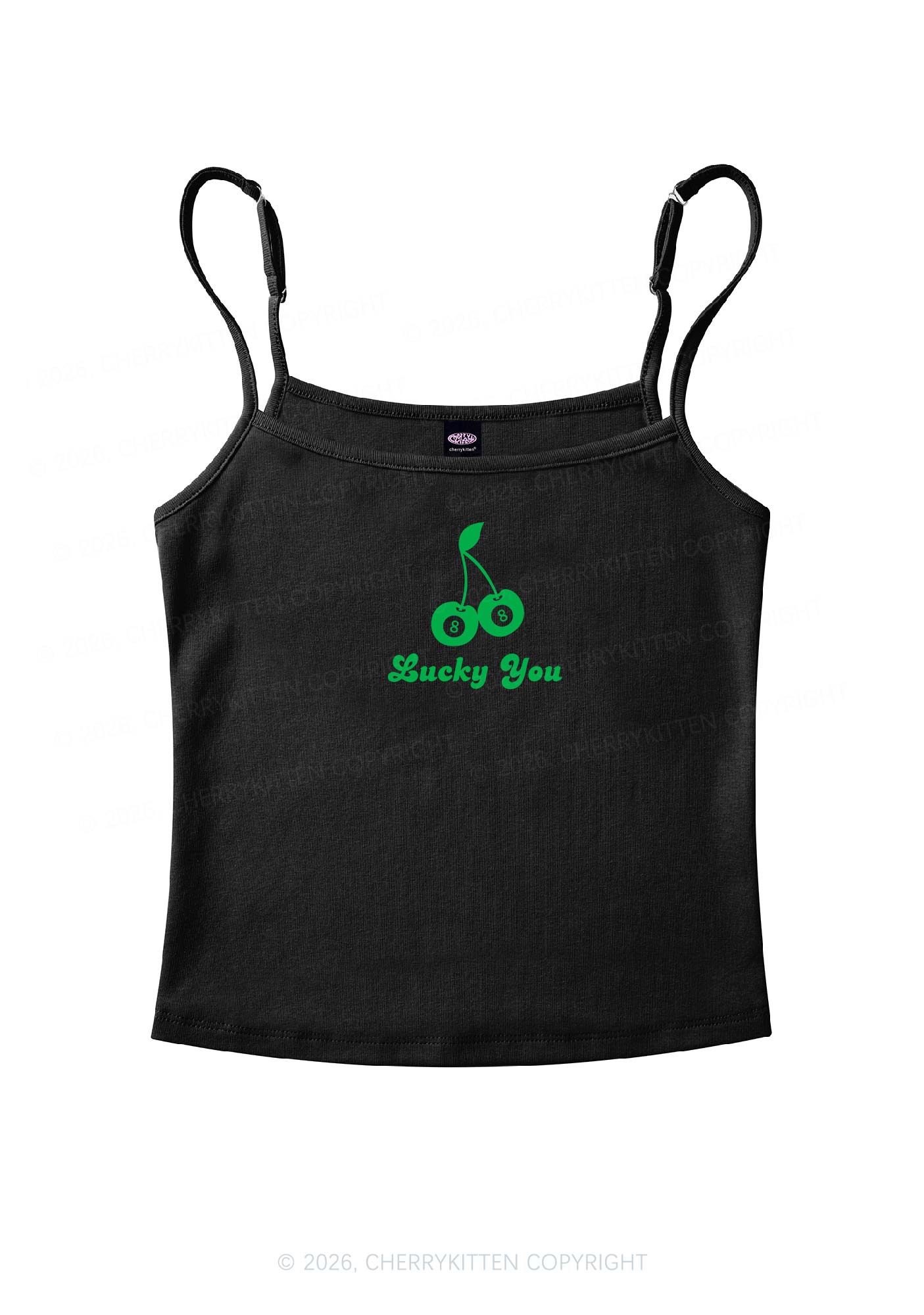 Lucky Eight St Patricks Y2K Spaghetti Strap Cami Cherrykitten - Image 3