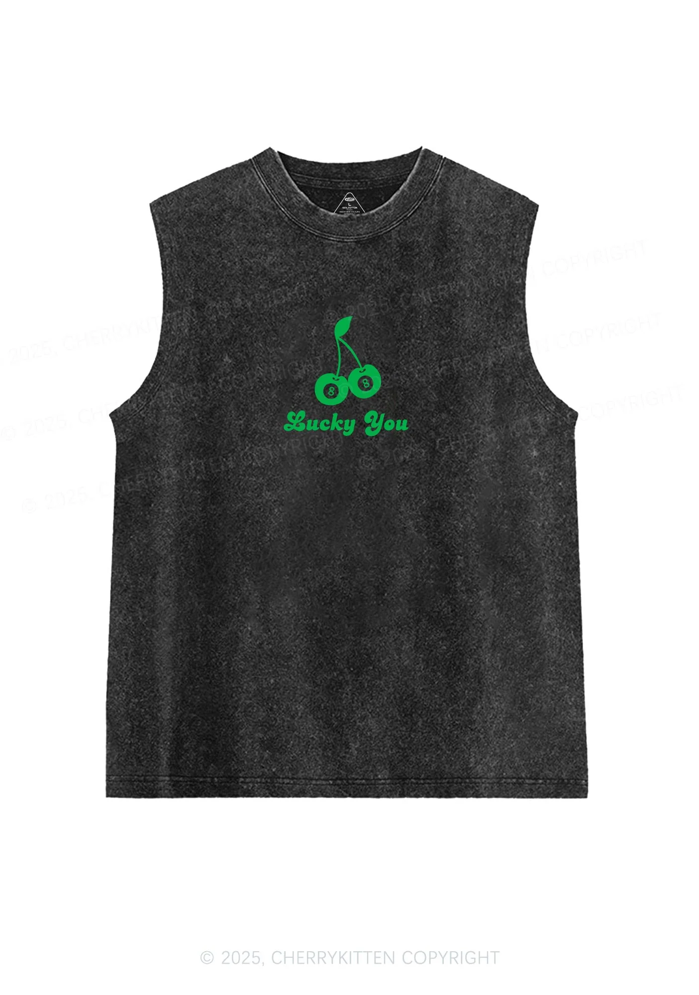 Lucky Eight St Patricks Y2K Washed Tank Cherrykitten - Image 3