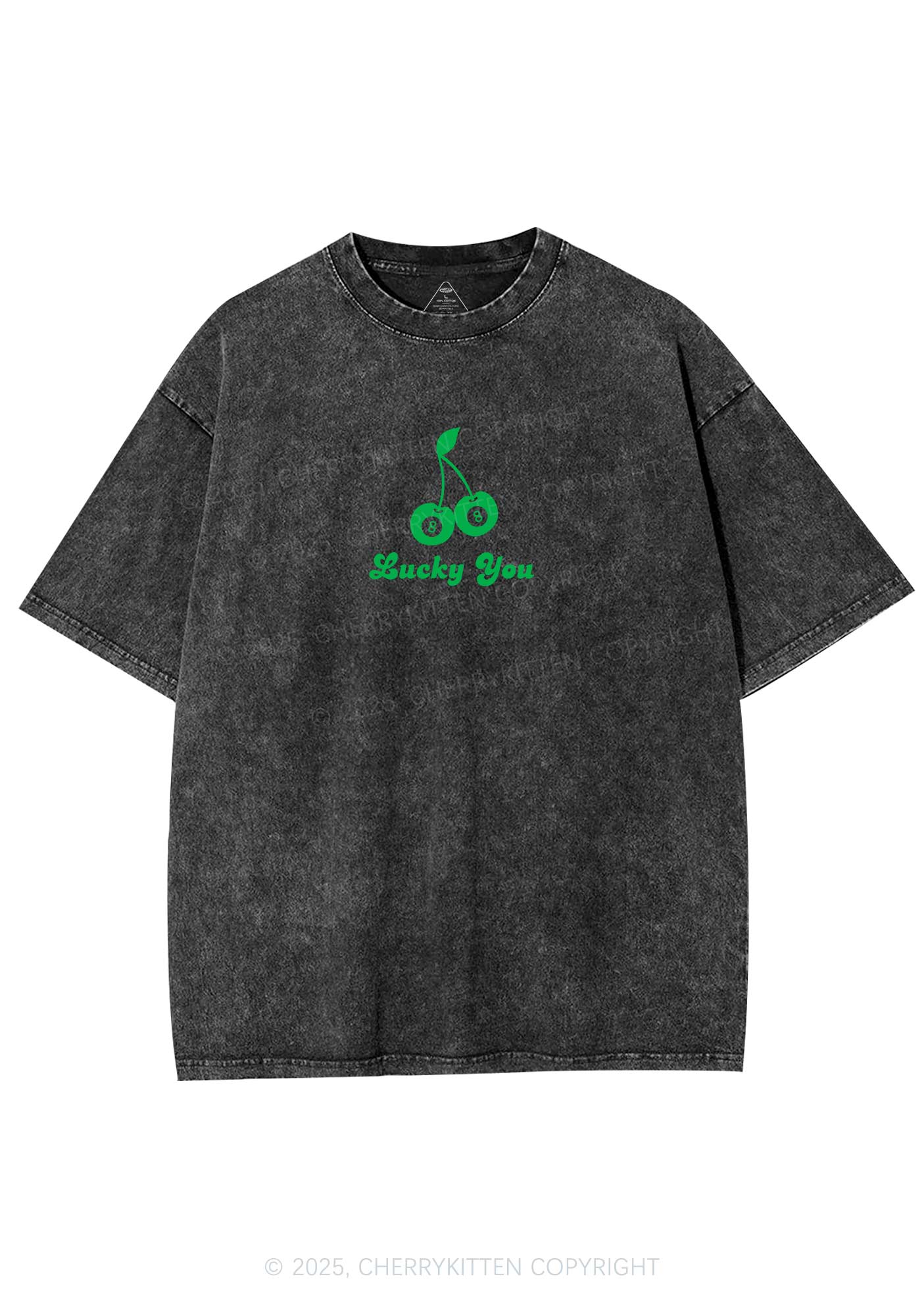 Lucky Eight St Patricks Y2K Washed Tee Cherrykitten - Image 3