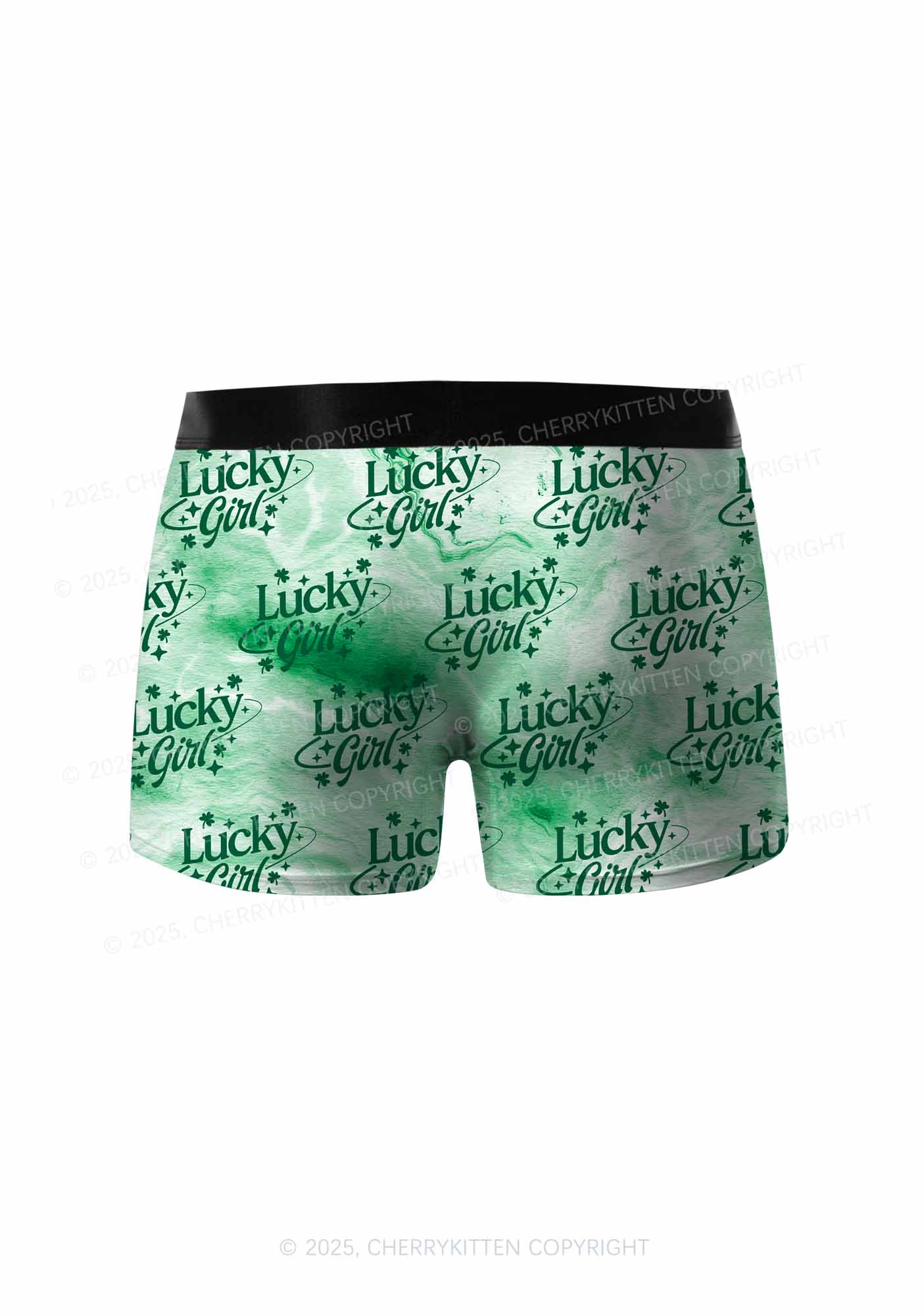 Lucky Girl Green Clover St Patricks Y2K Print Men Boxer Briefs Cherrykitten - Image 2
