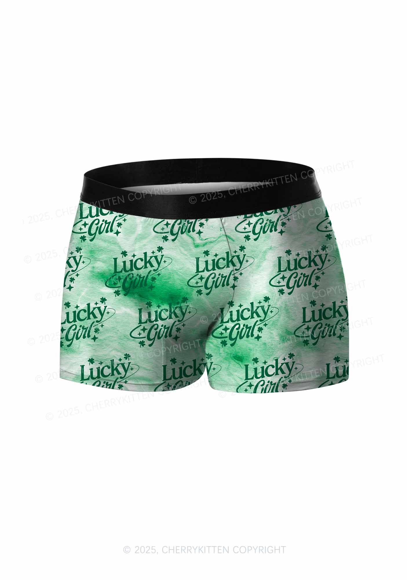 Lucky Girl Green Clover St Patricks Y2K Print Men Boxer Briefs Cherrykitten - Image 3