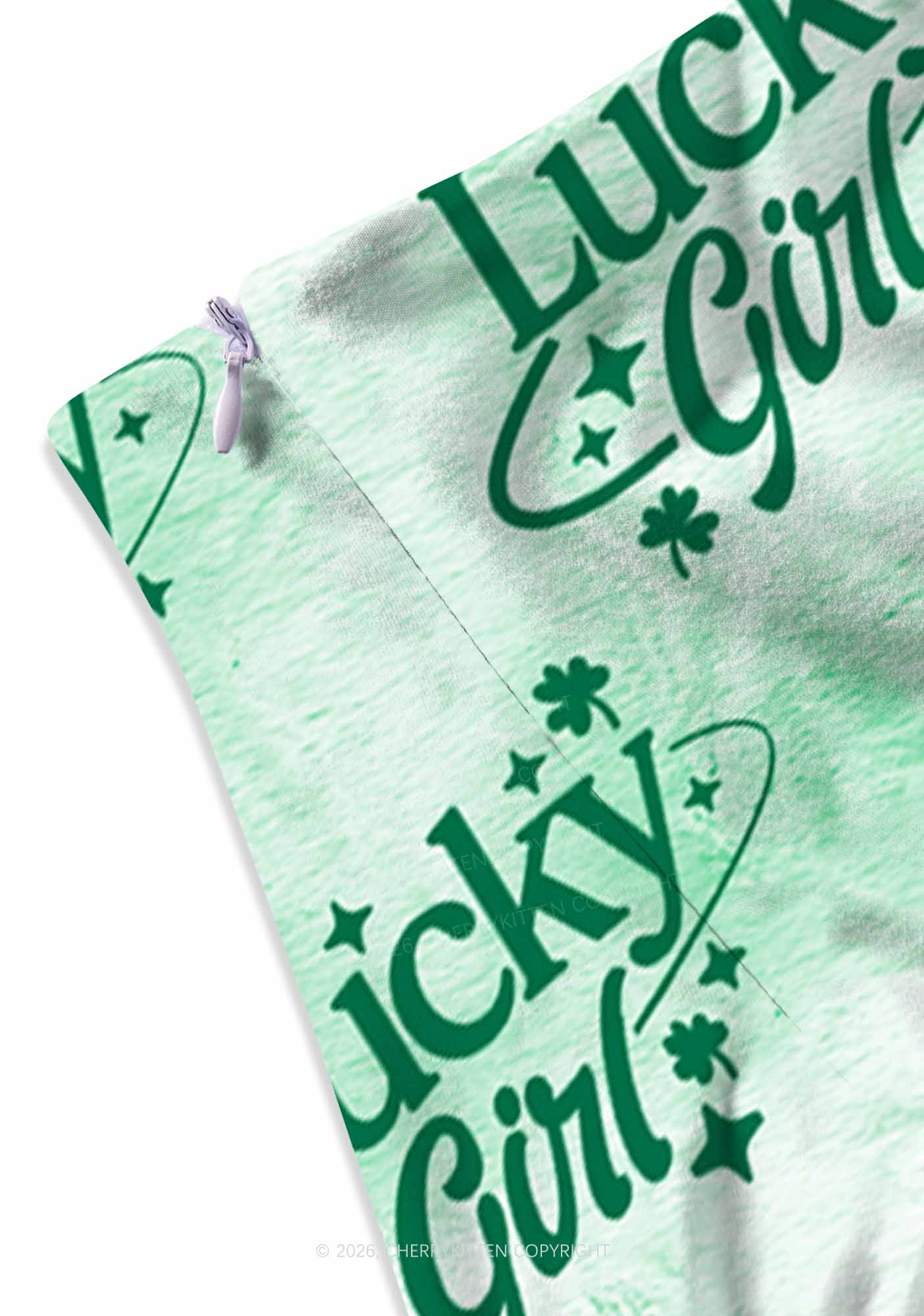 Lucky Girl Green Clover St Patricks Y2K Print Mini Skirt Cherrykitten - Image 3