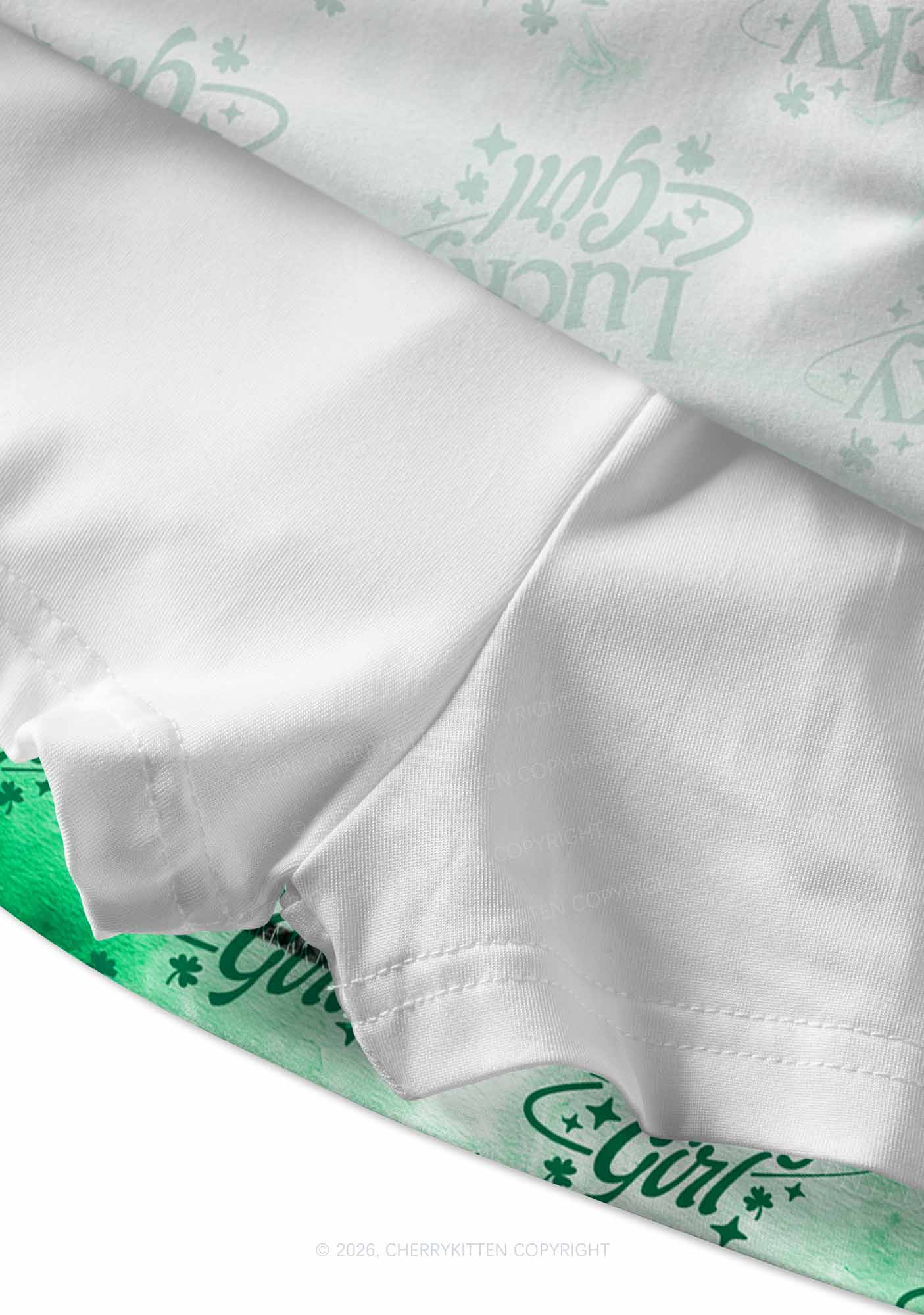 Lucky Girl Green Clover St Patricks Y2K Print Mini Skirt Cherrykitten - Image 4