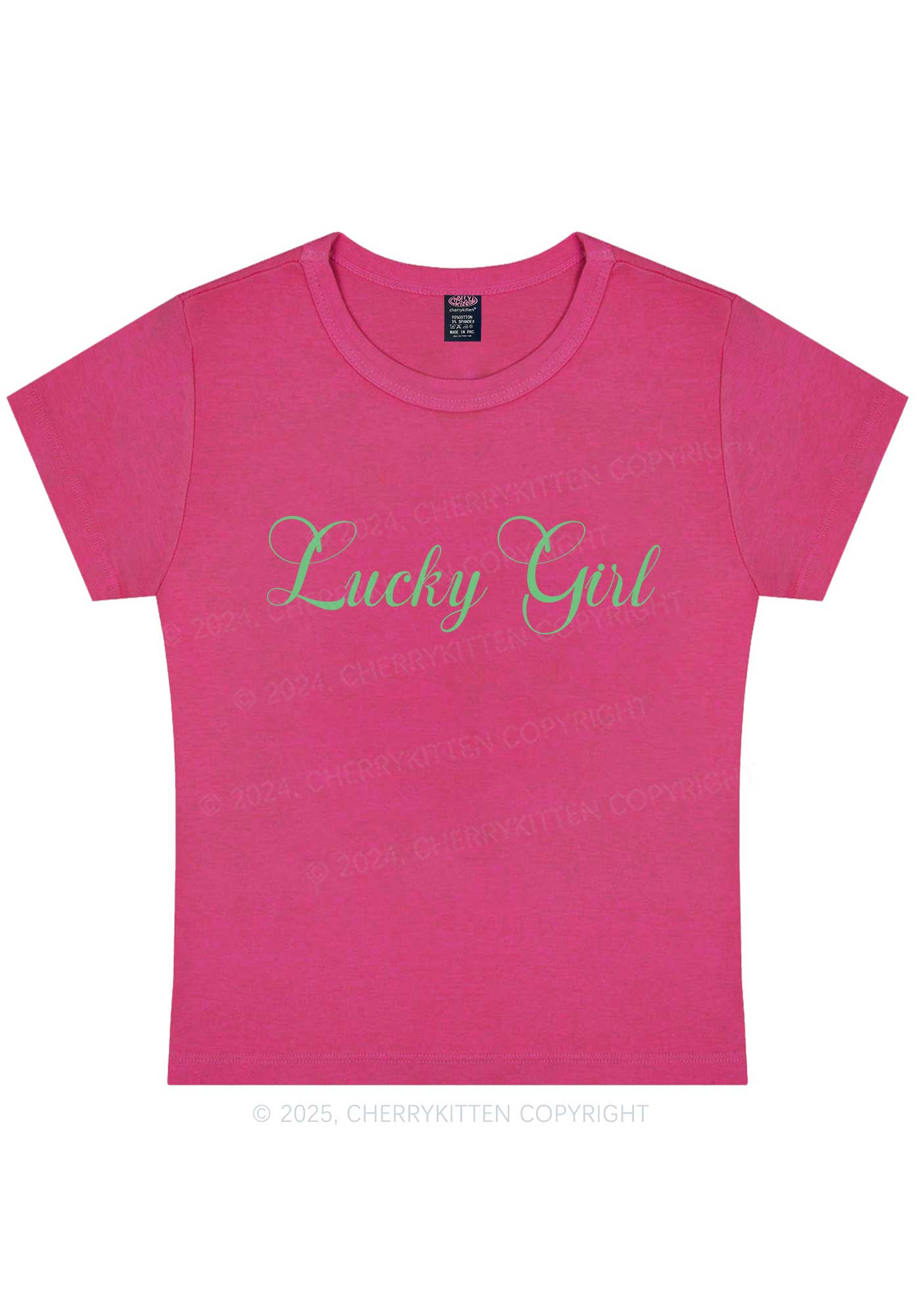 Lucky Girl St Patricks Y2K Baby Tee Cherrykitten - Image 12