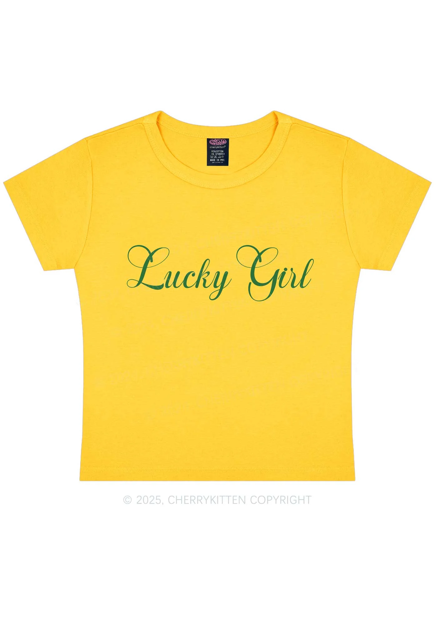 Lucky Girl St Patricks Y2K Baby Tee Cherrykitten - Image 3