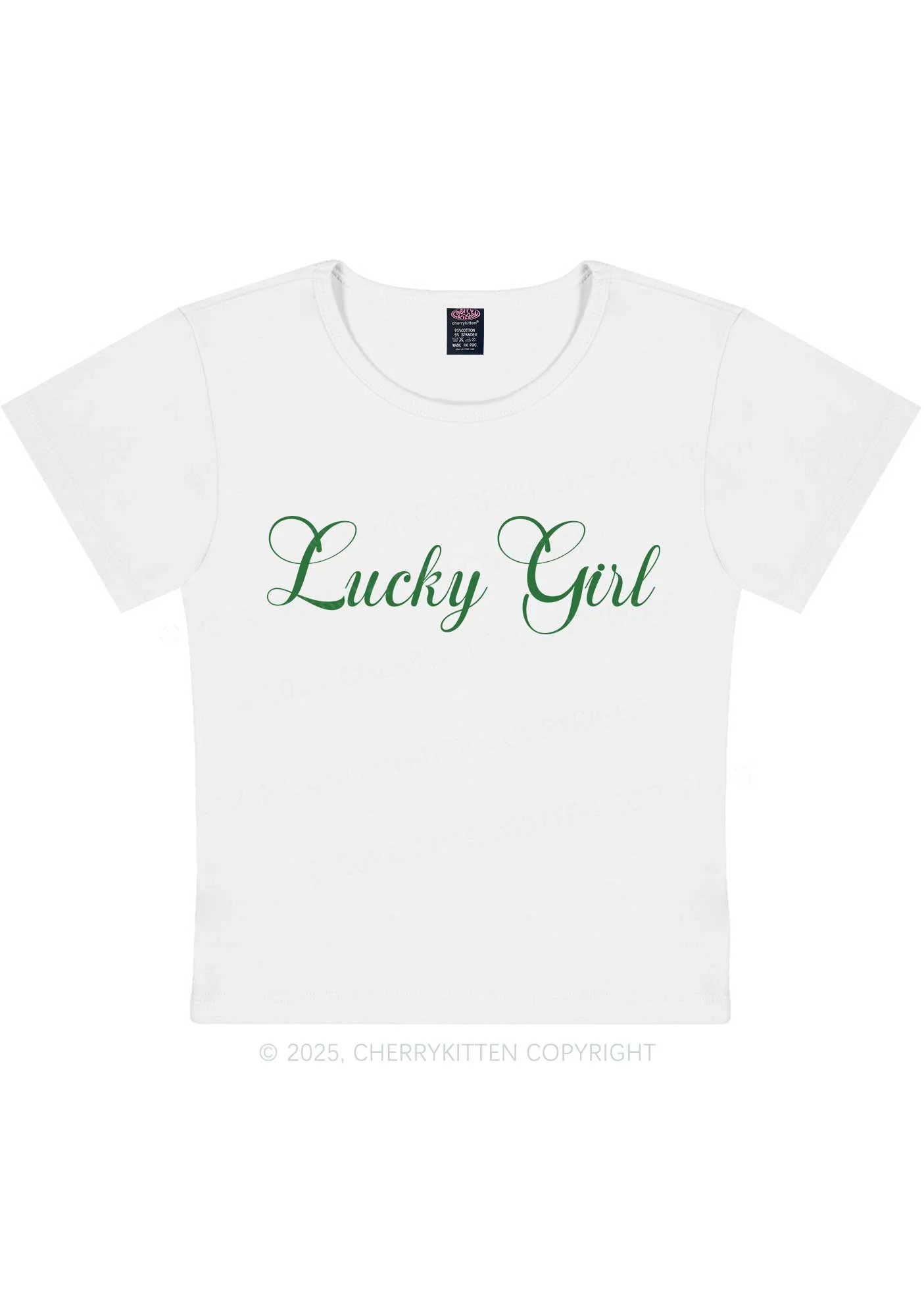Lucky Girl St Patricks Y2K Baby Tee Cherrykitten - Image 4
