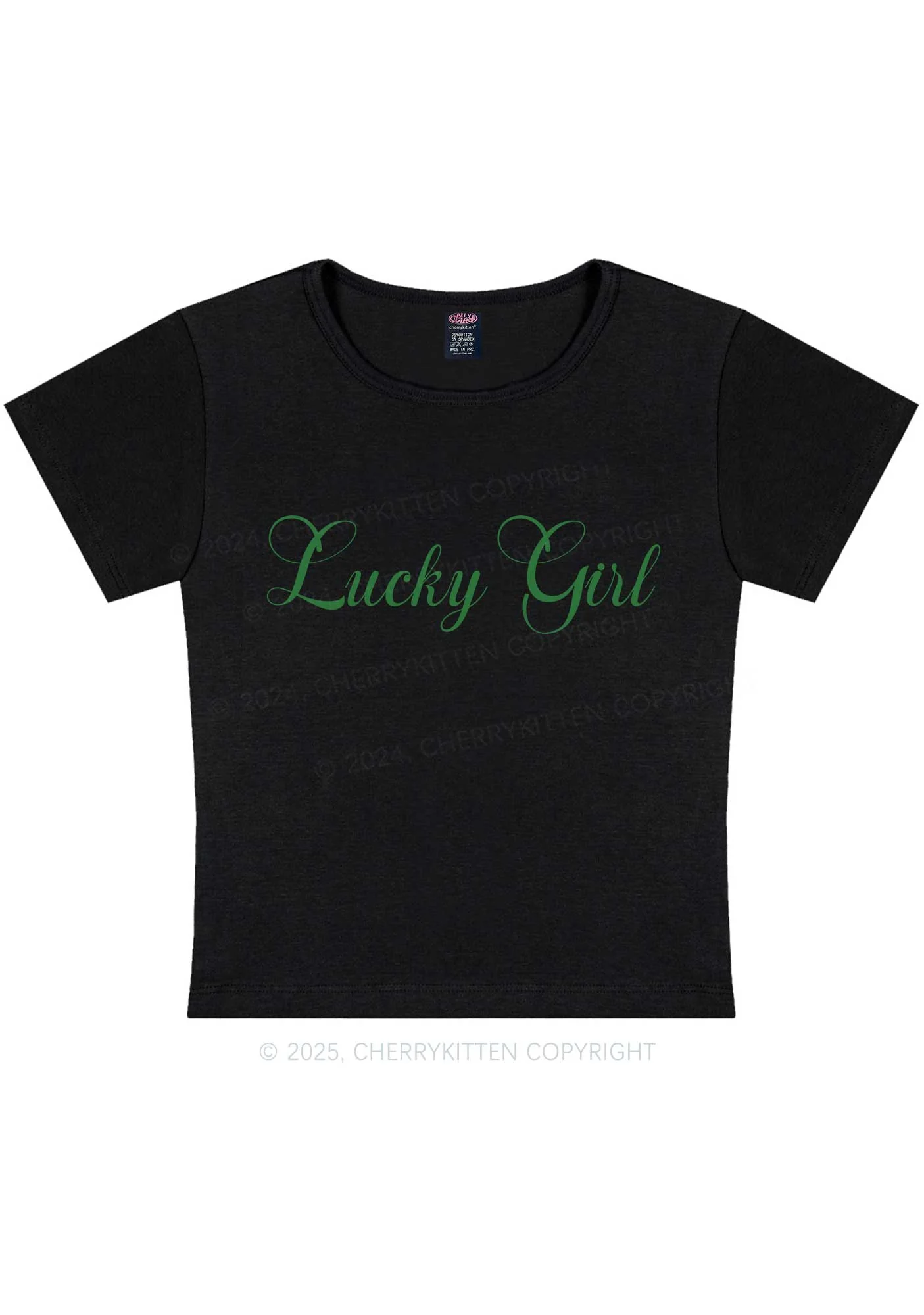 Lucky Girl St Patricks Y2K Baby Tee Cherrykitten - Image 5