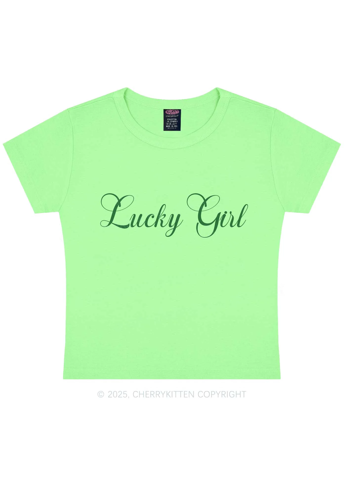 Lucky Girl St Patricks Y2K Baby Tee Cherrykitten - Image 6