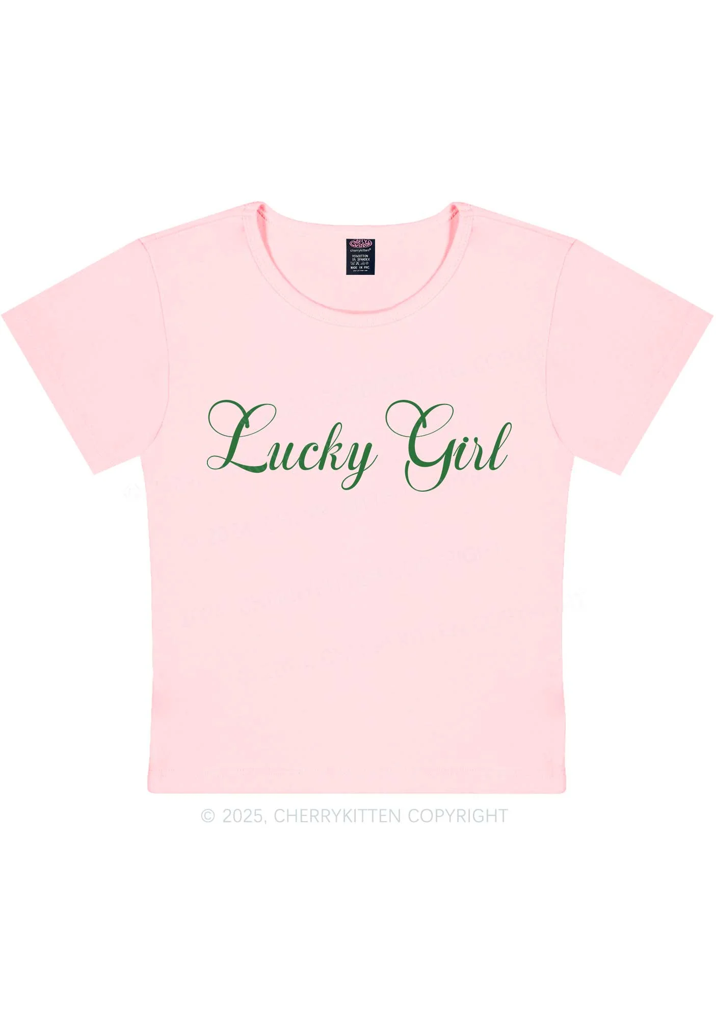 Lucky Girl St Patricks Y2K Baby Tee Cherrykitten - Image 7