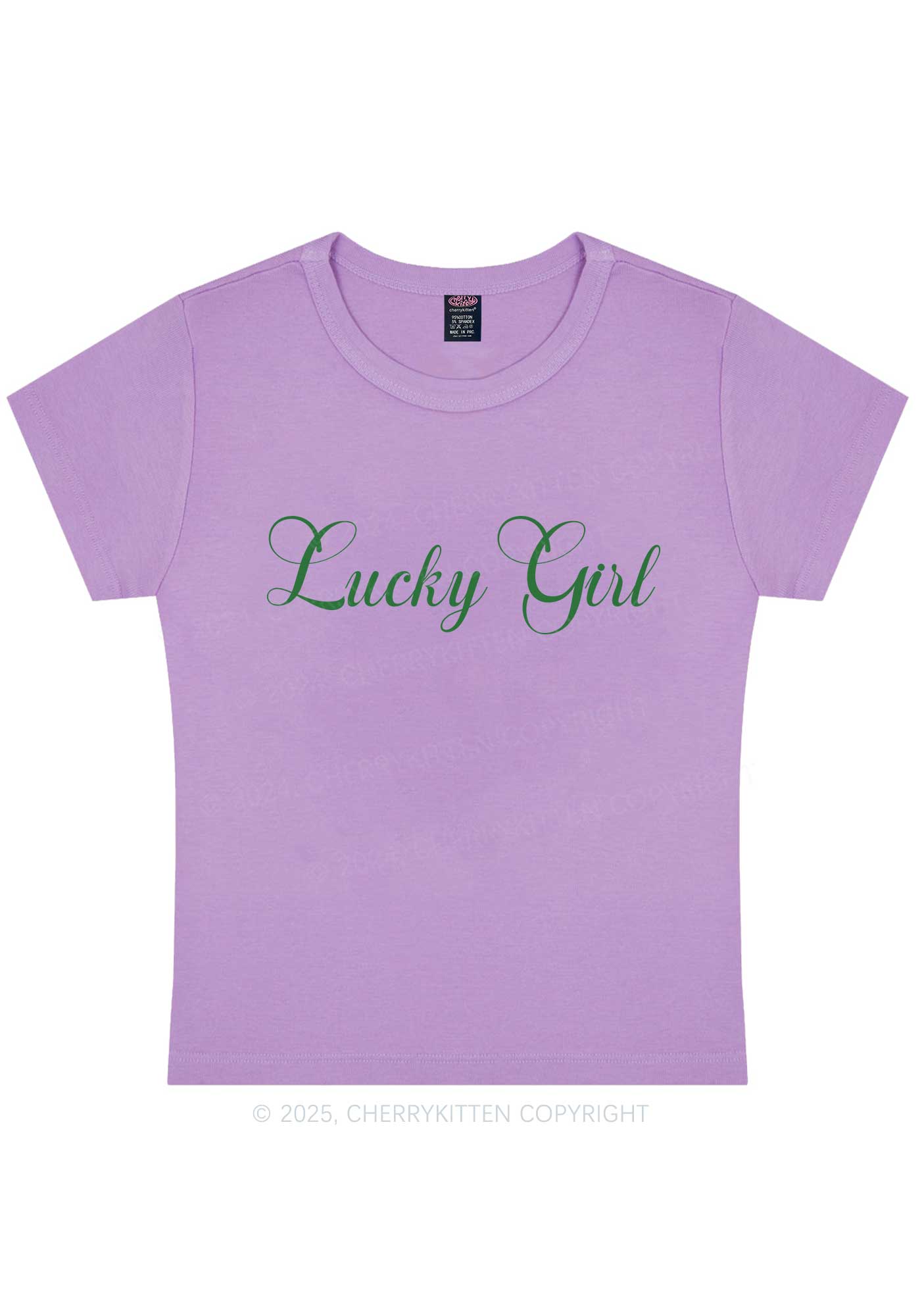 Lucky Girl St Patricks Y2K Baby Tee Cherrykitten - Image 8